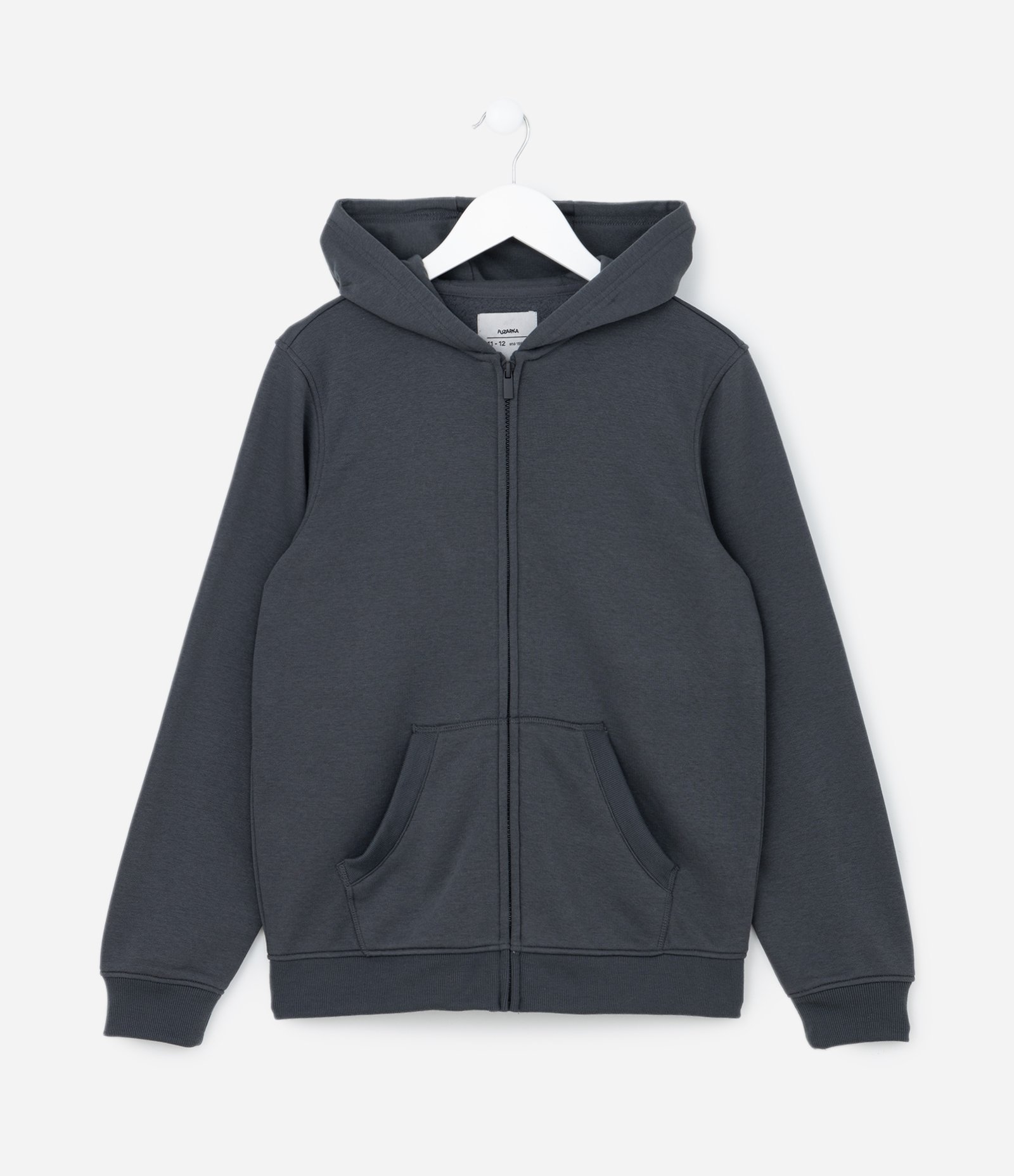 Jaqueta Infantil em Moletom com Capuz - Tam 5 a 14 anos Cinza Escuro 1
