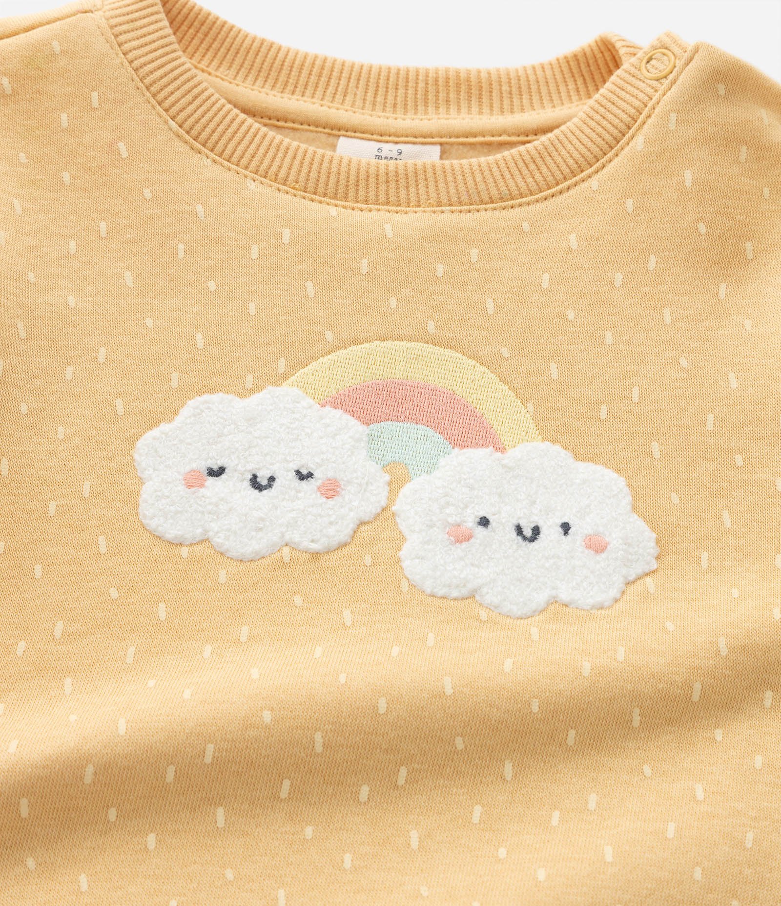 Casaco Infantil com Babadinho e Bordado Arco-Íris - Tam 0 a 18 meses Amarelo 8