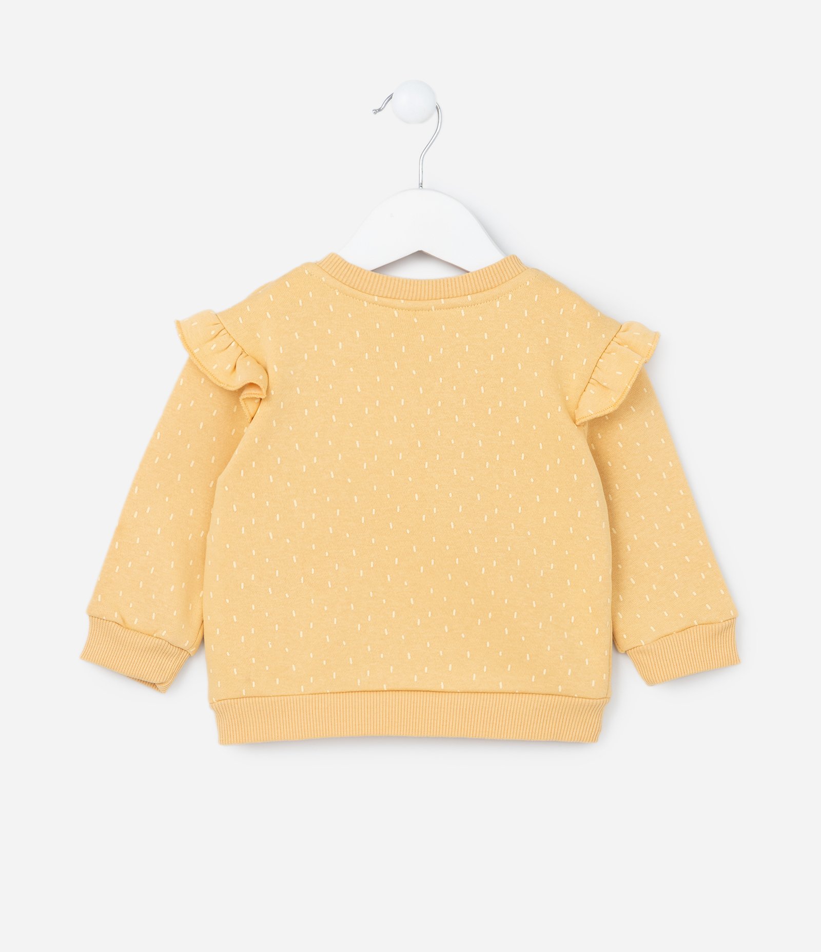 Casaco Infantil com Babadinho e Bordado Arco-Íris - Tam 0 a 18 meses Amarelo 2