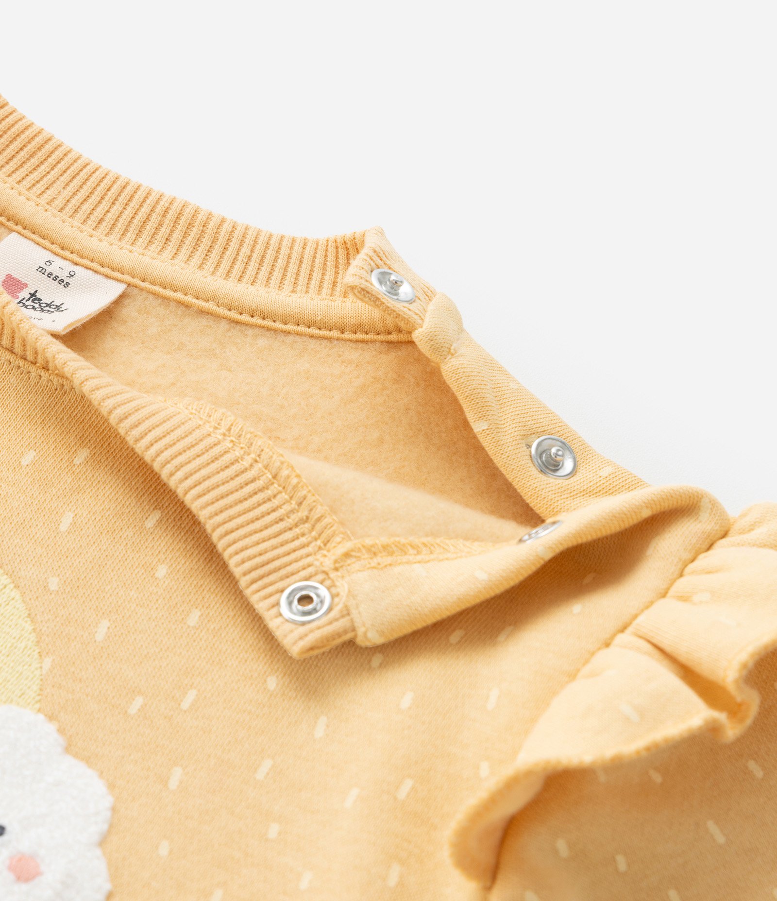 Casaco Infantil com Babadinho e Bordado Arco-Íris - Tam 0 a 18 meses Amarelo 5