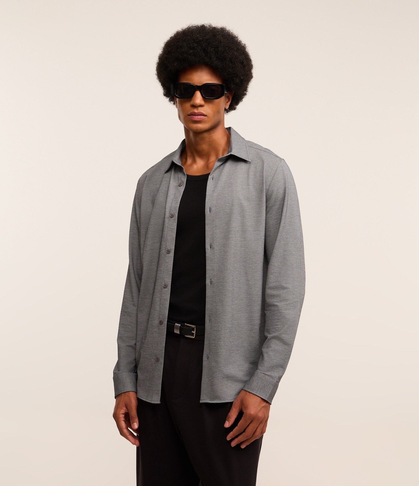 Camisa Slim Performance Easy Care Ultra Conforto Cinza Escuro 1
