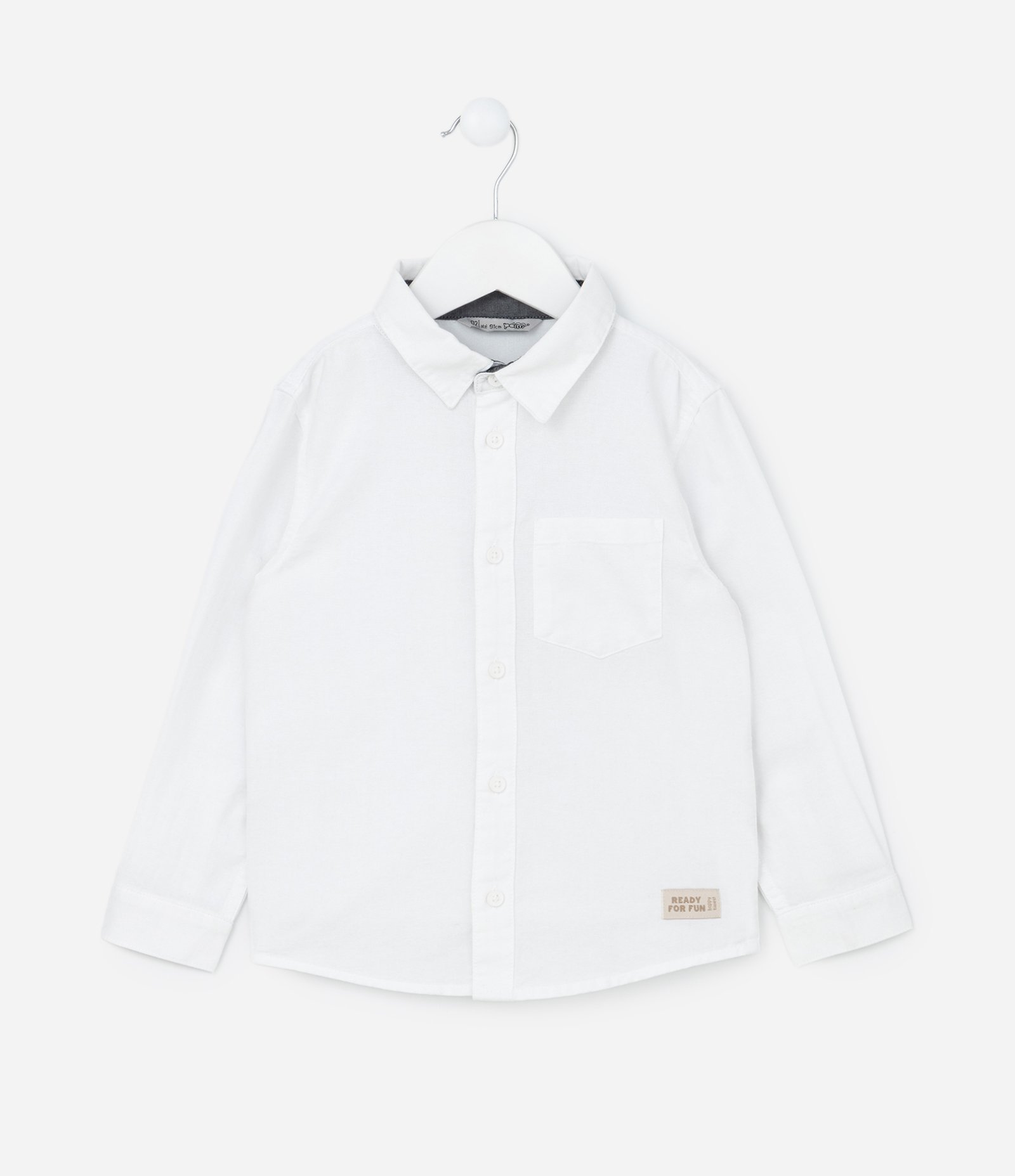 Camisa Básica Infantil em Oxford com Bolso - Tam 1 a 5/6 Anos Branco 1