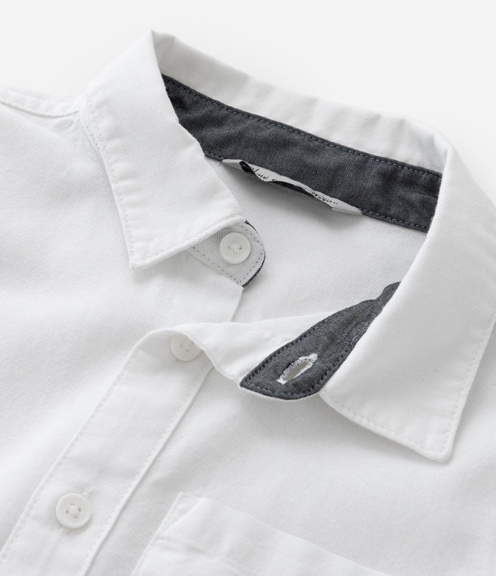 Camisa Básica Infantil em Oxford com Bolso - Tam 1 a 5/6 Anos Branco 4