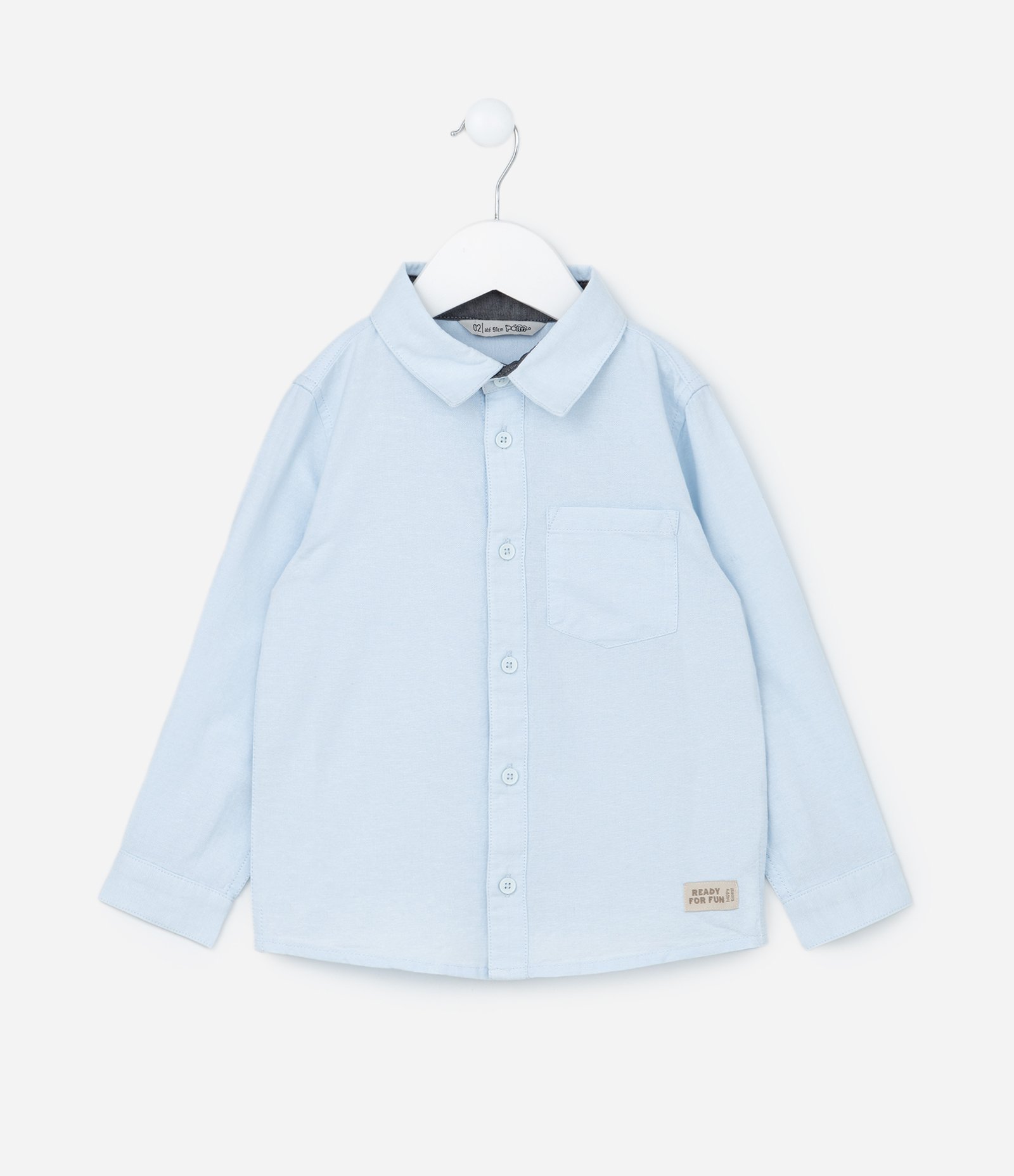 Camisa Básica Infantil em Oxford com Bolso - Tam 1 a 5/6 Anos Azul 1