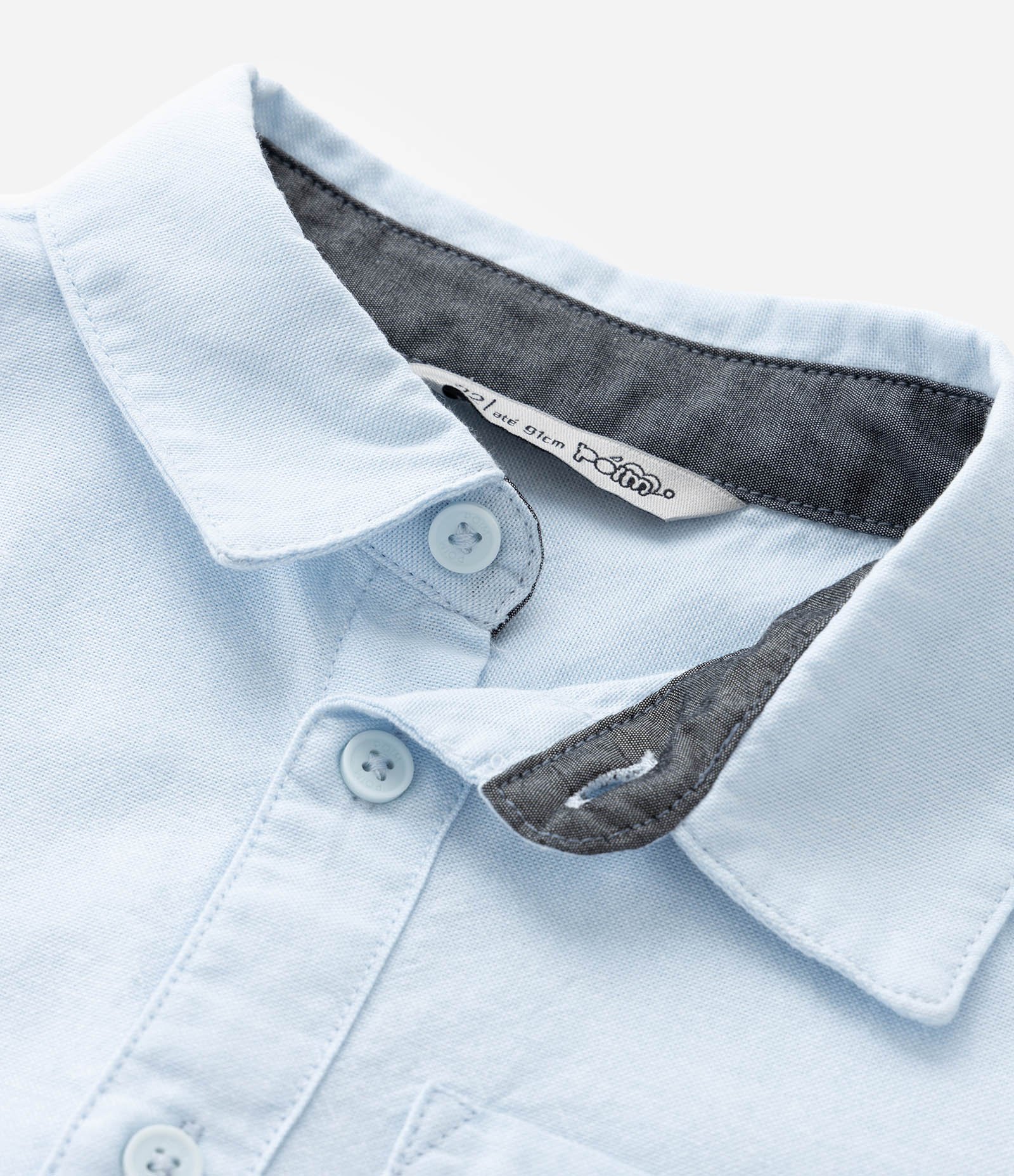 Camisa Básica Infantil em Oxford com Bolso - Tam 1 a 5/6 Anos Azul 5