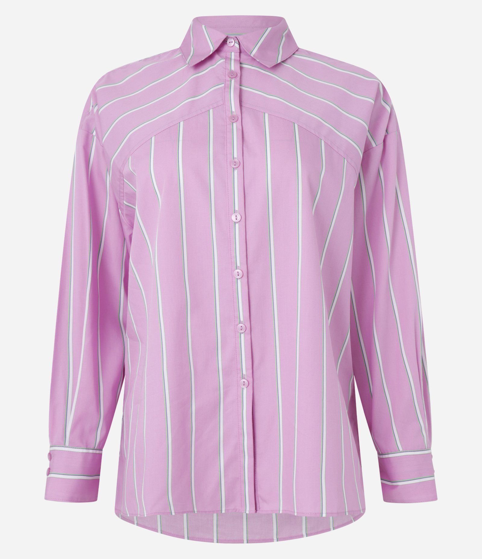 Camisa Oversized em Tricoline Listrada com Recorte nos Ombros 5