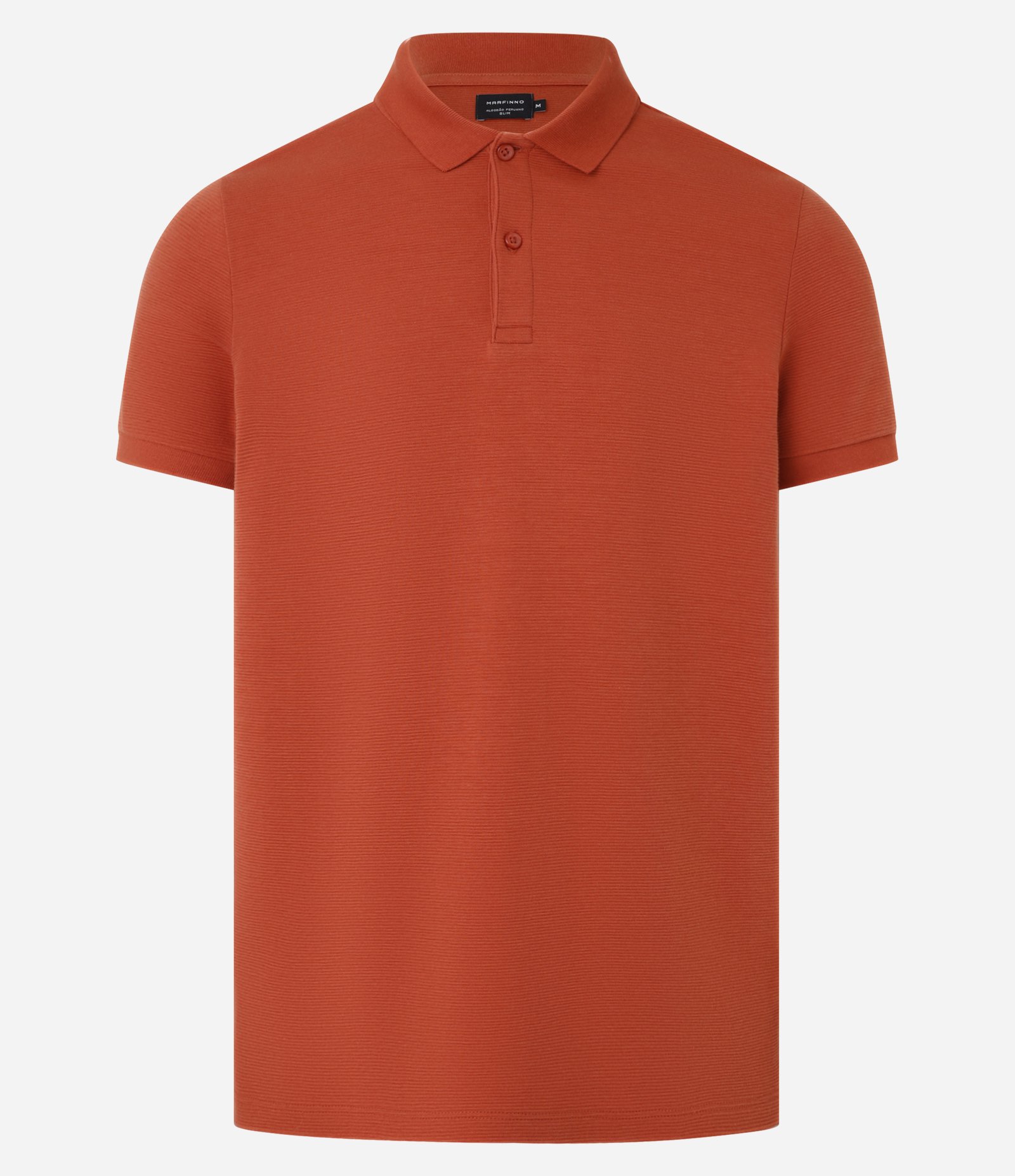 Camisa Polo Slim com Botões e Textura Canelada Laranja 5