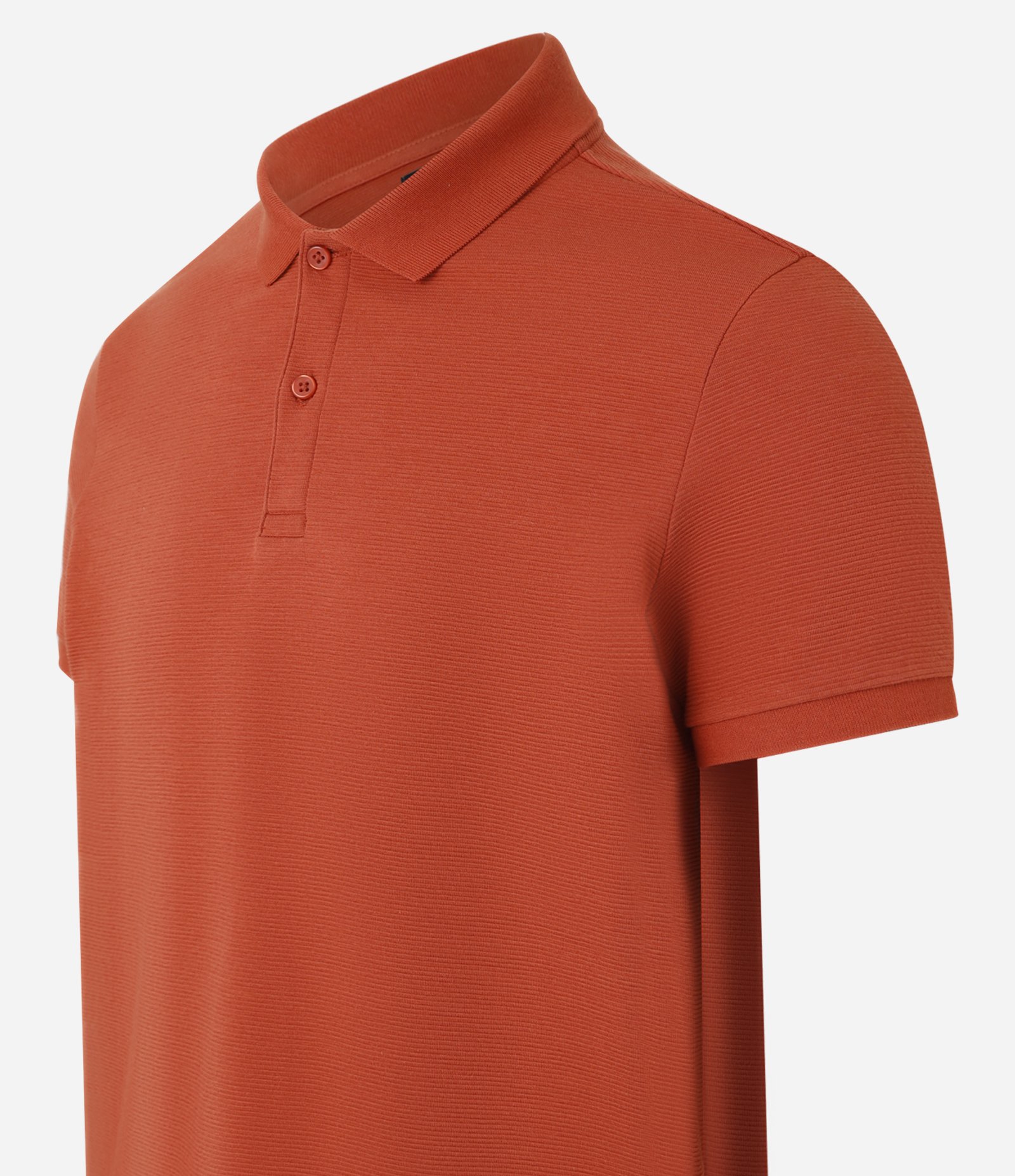 Camisa Polo Slim com Botões e Textura Canelada Laranja 6