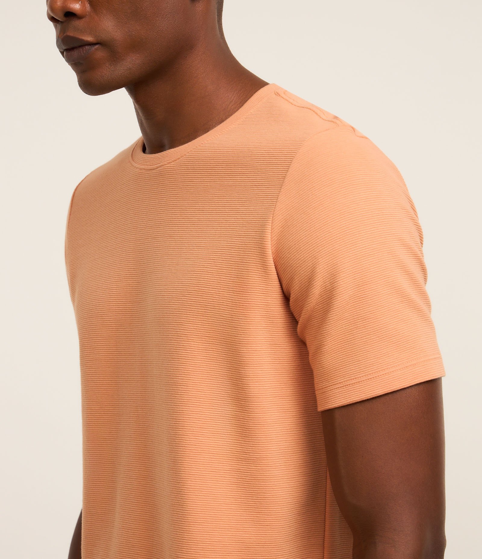 Camiseta Slim em Algodão Peruano com Textura Canelada Marrom Claro 4