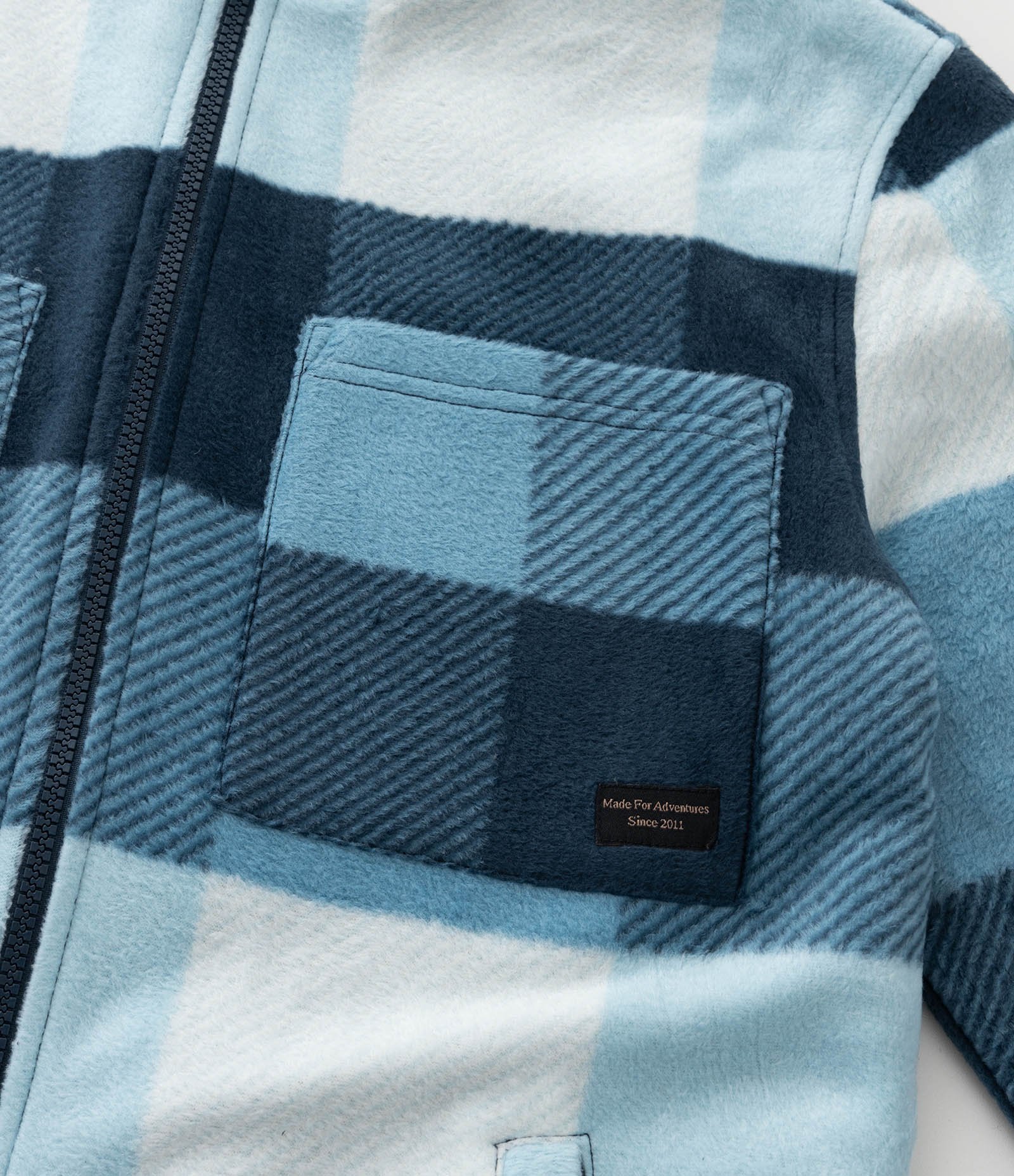 Camisa Infantil em Fleece Xadrez e Forro de Sherpa - Tam 5 a 14 anos Azul 7