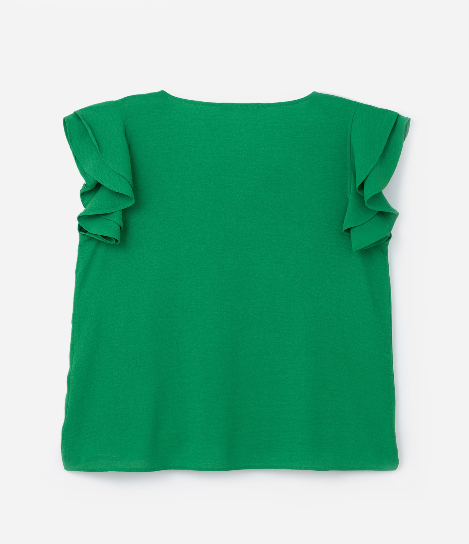 Blusa em Crepe com Babado Duplo no Ombro Curve & Plus Size Verde 5