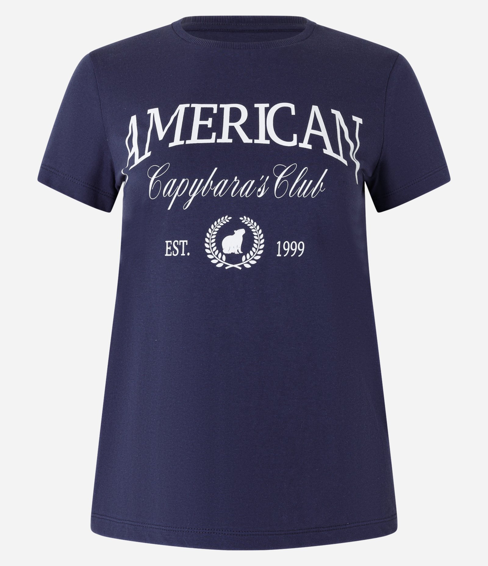 Blusa Baby Look com Estampa American Capybaras Club Azul Marinho 5