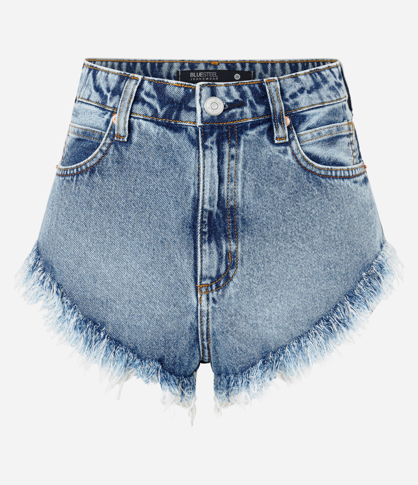 Short Curto em Jeans com Barra Desfiada Azul 5