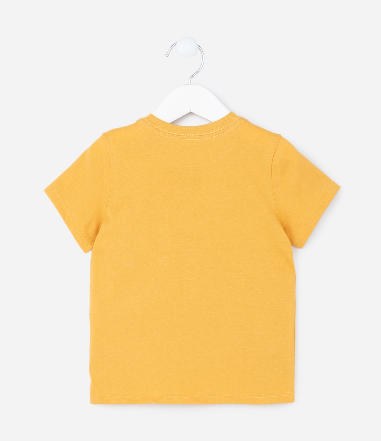 Camiseta Infantil com Bolsinho Interativo de Dino - Tam 1 a 5 Anos Amarelo 2