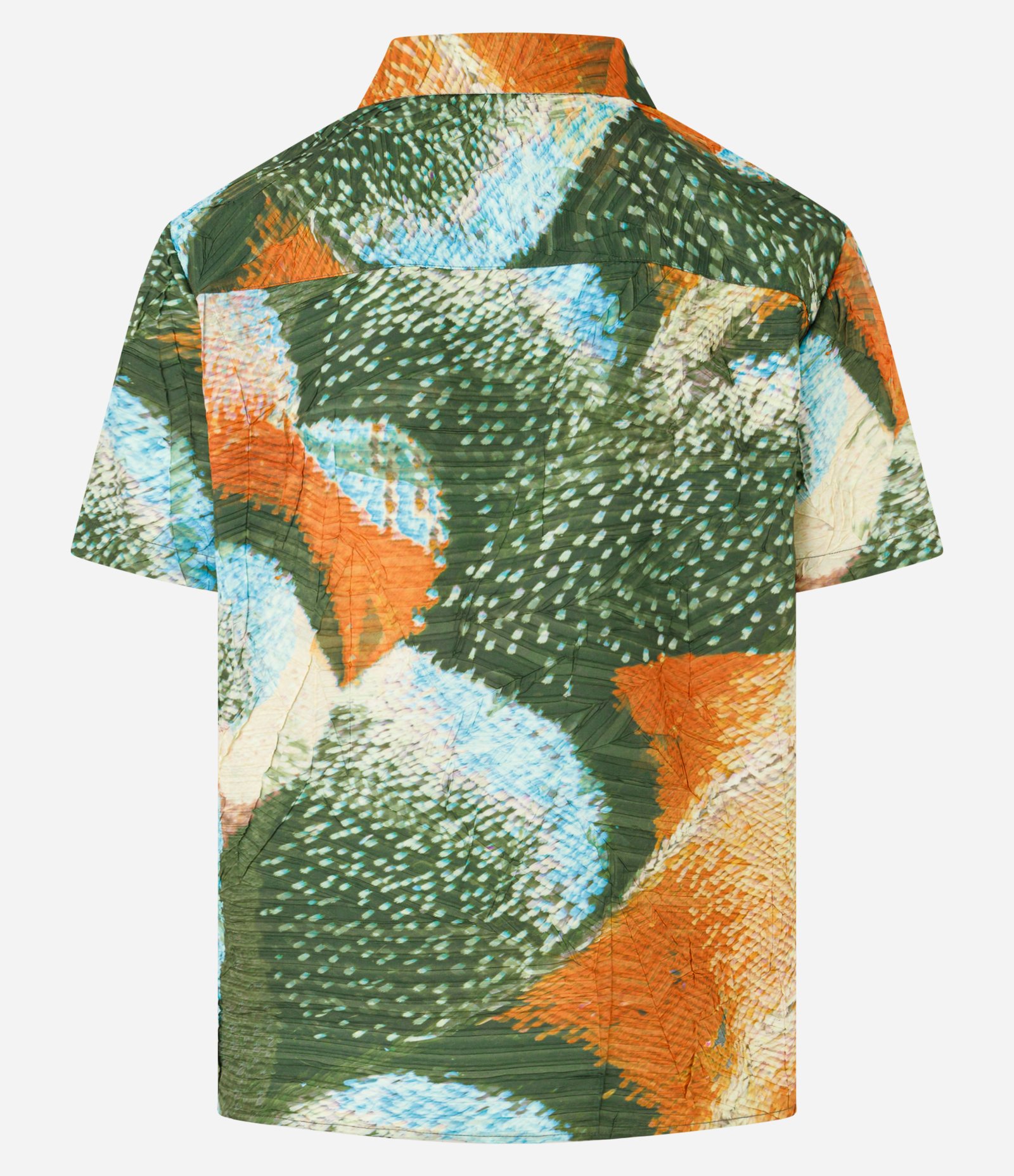 Camisa Comfort com Textura e Estampa de Penas de Pavão Verde/Laranja/Azul 9