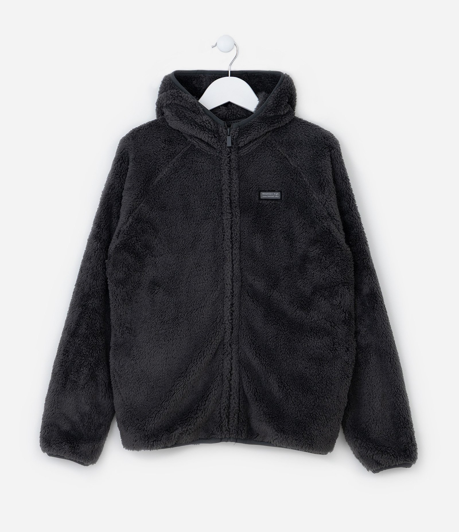Casaco Infantil em Sherpa com Capuz - Tam 5 a 14 Anos Cinza Escuro 1