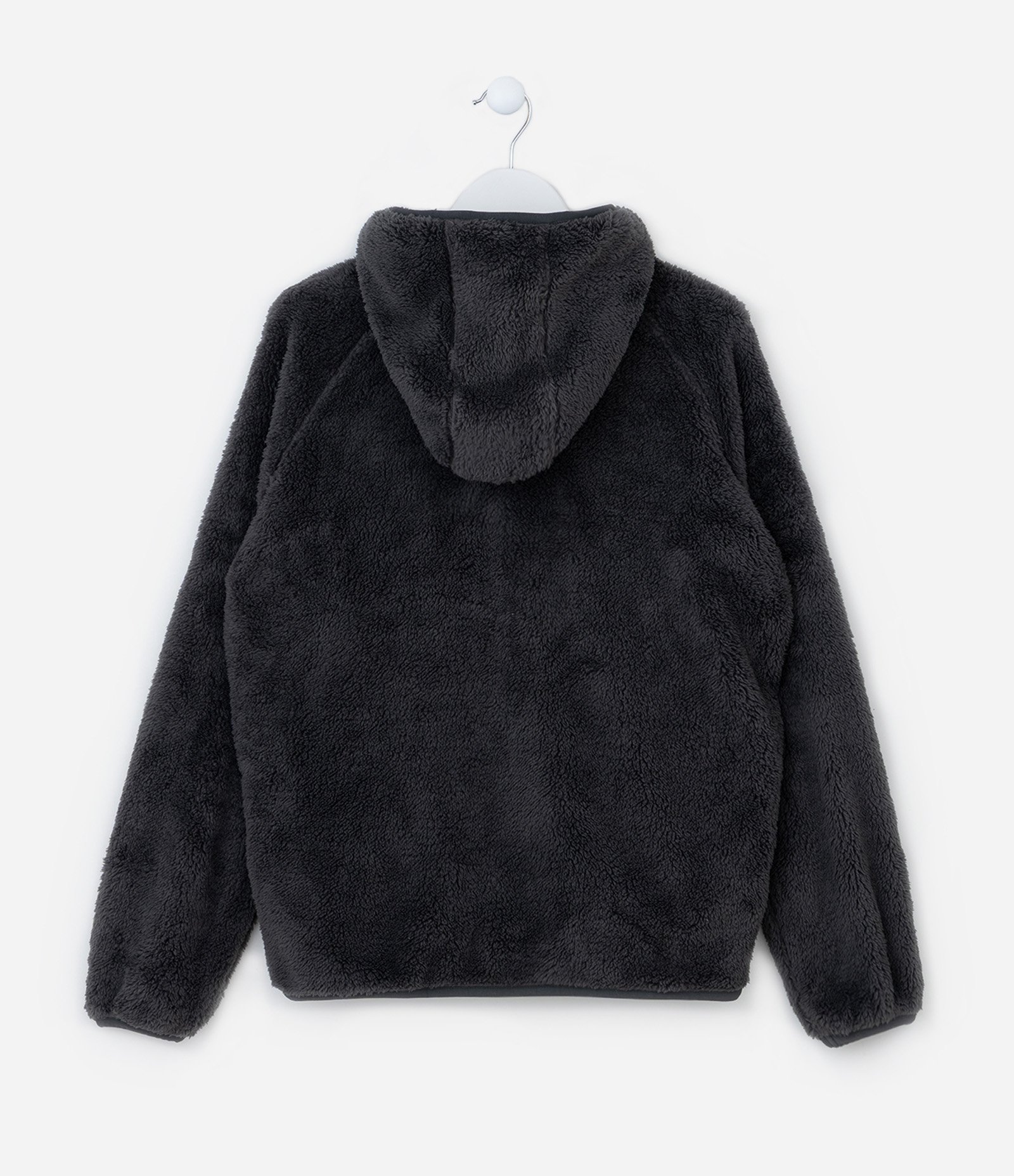Casaco Infantil em Sherpa com Capuz - Tam 5 a 14 Anos Cinza Escuro 2