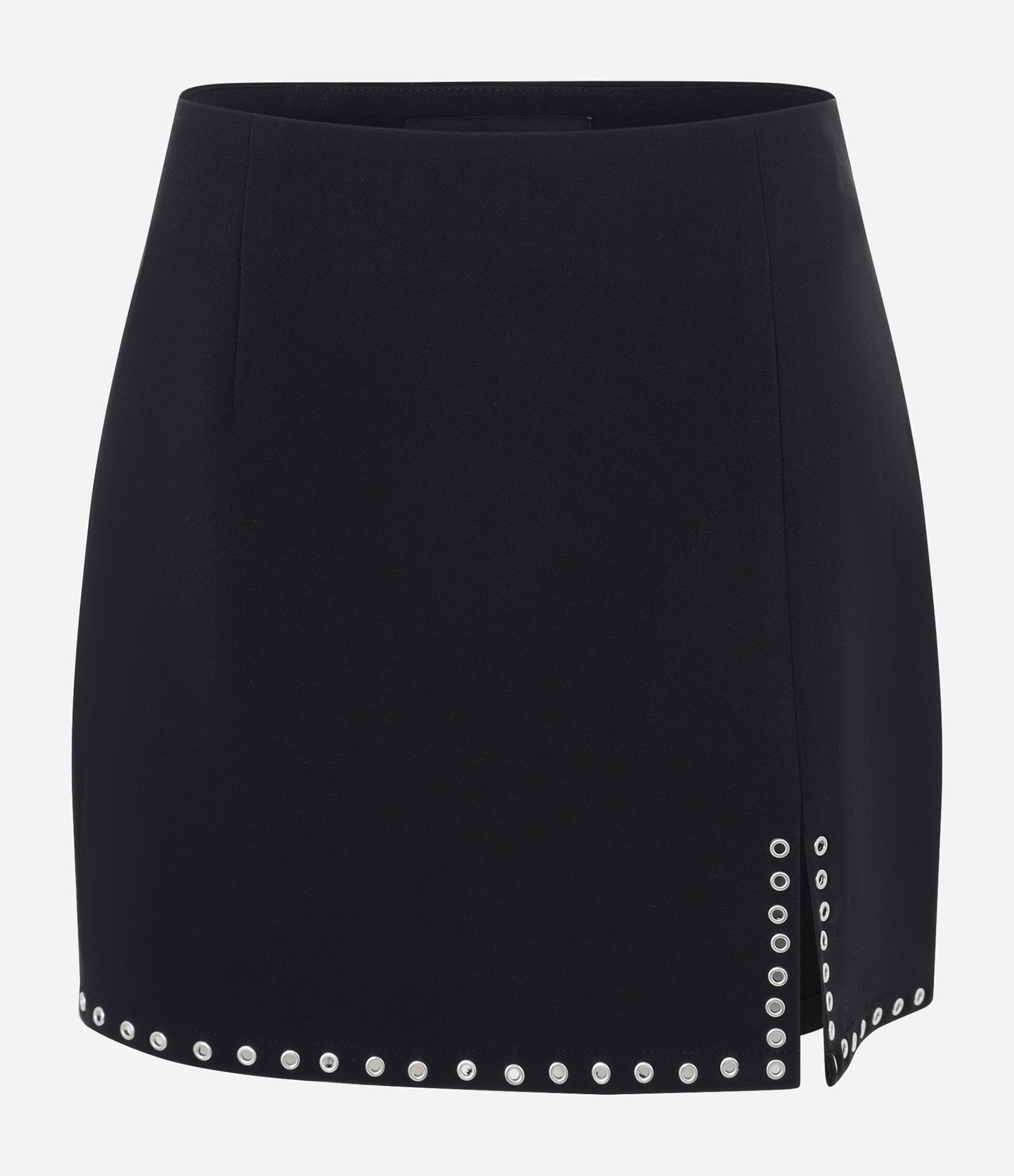 Mini Saia em Alfaiataria com Ilhós na Barra Preto 5