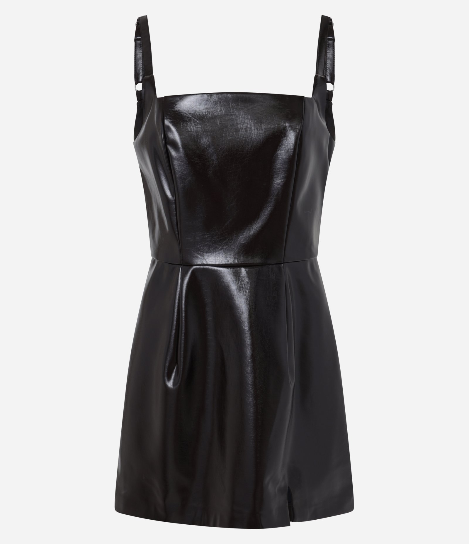 Vestido Curto em Pu com Efeito Vinílico Marrom 7