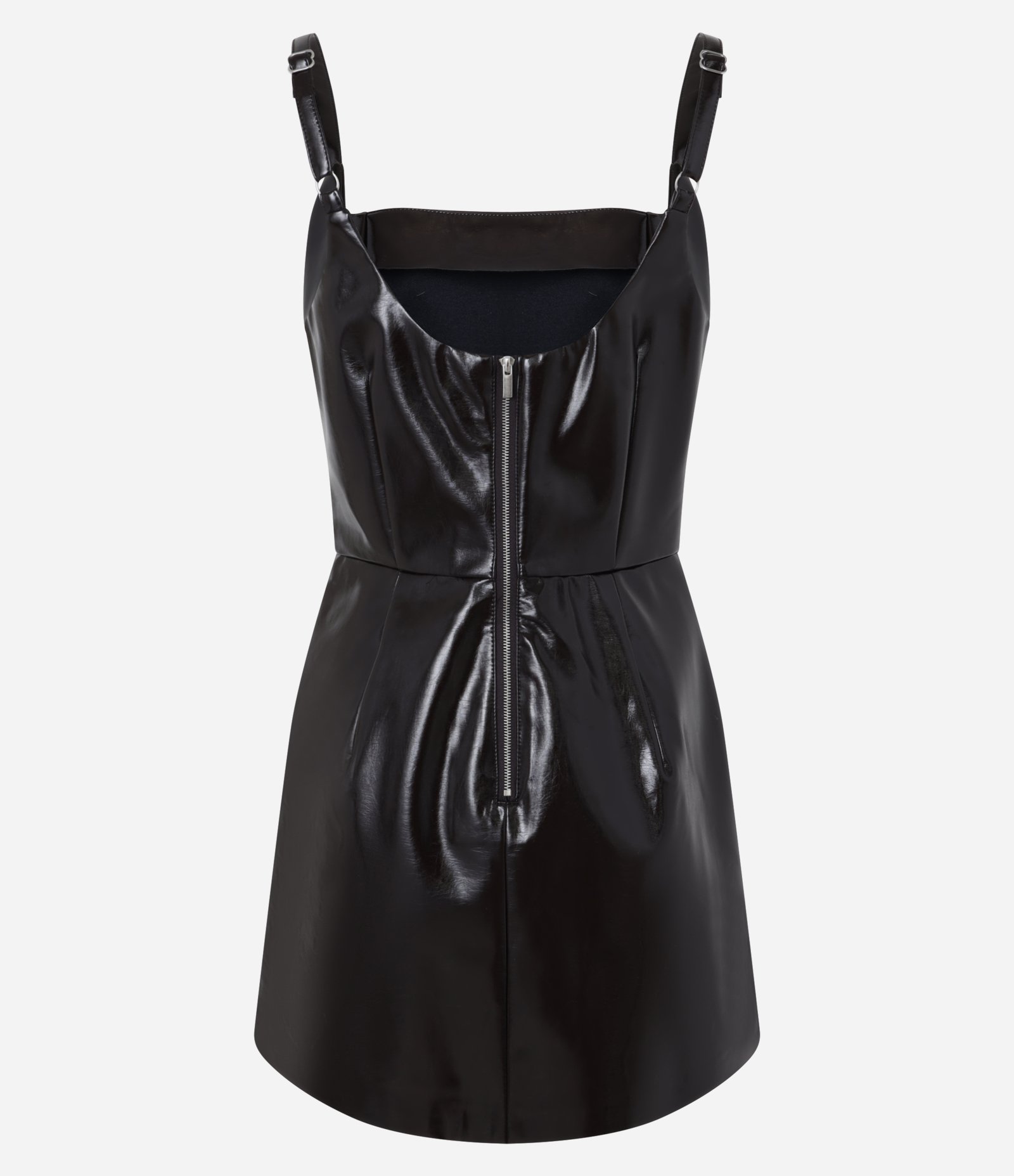 Vestido Curto em Pu com Efeito Vinílico Marrom 8