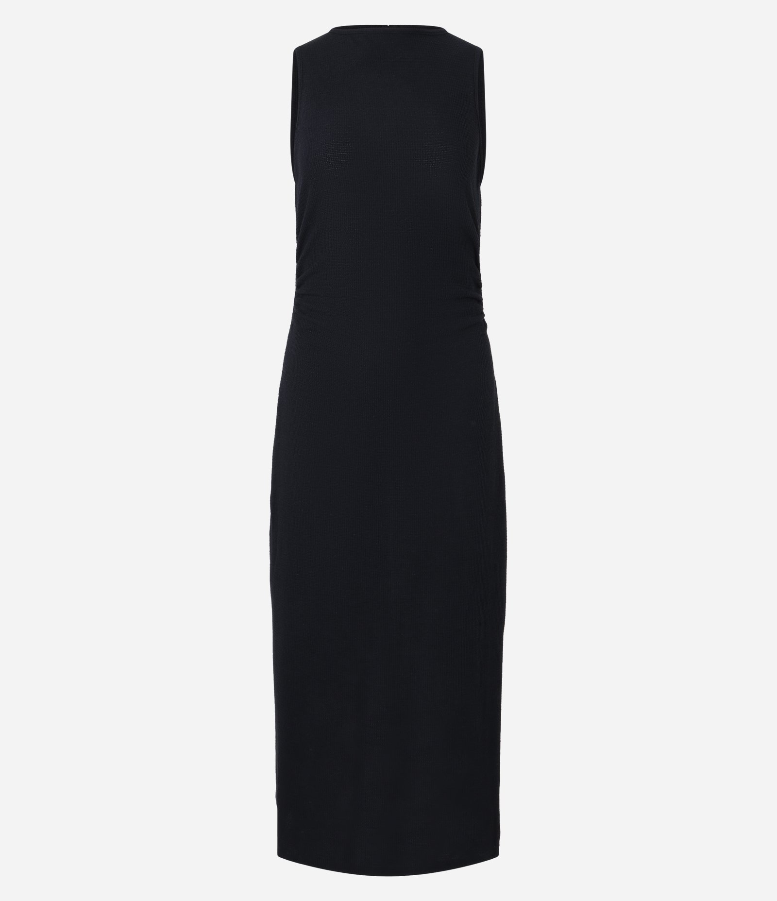 Vestido New Midi Texturizado com Decote Halter e Recorte Gota Preto 6