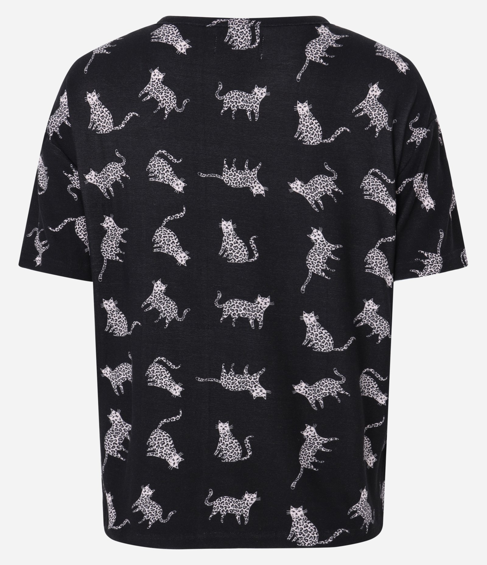 Blusa de Pijama com Estampa de Gatos Onça Preto 5
