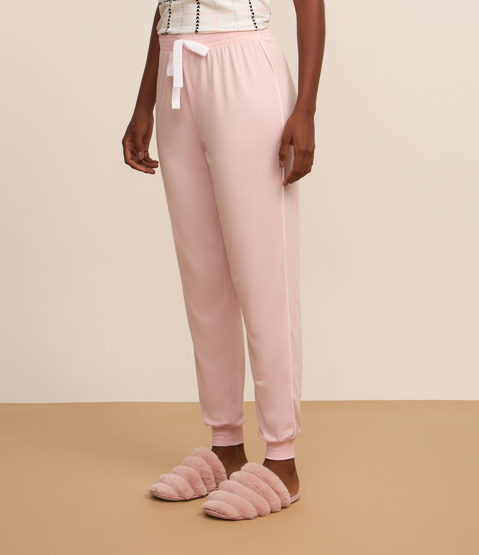 Calça de Pijama com Detalhe de Laço e Toque Suave Rosa 2
