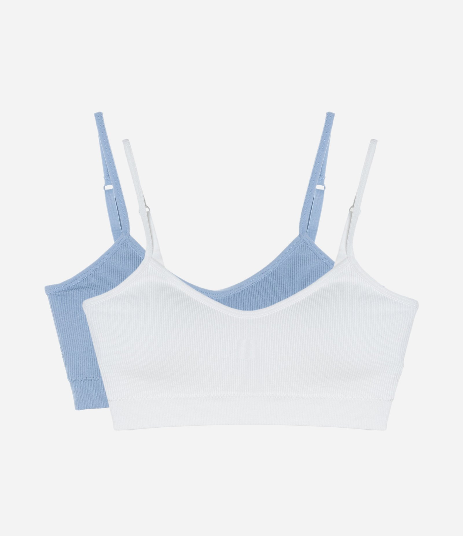 Kit 02 Sutiãs Triângulo em Poliamida Seamless Branco/Azul 1