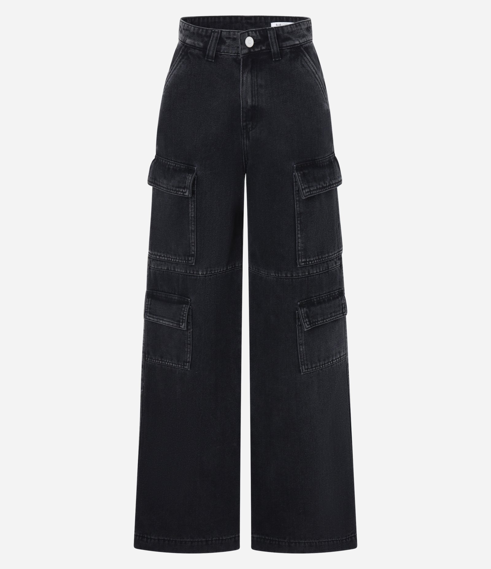 Calça Wide Leg em Jeans com Bolso Cargo Preto 6