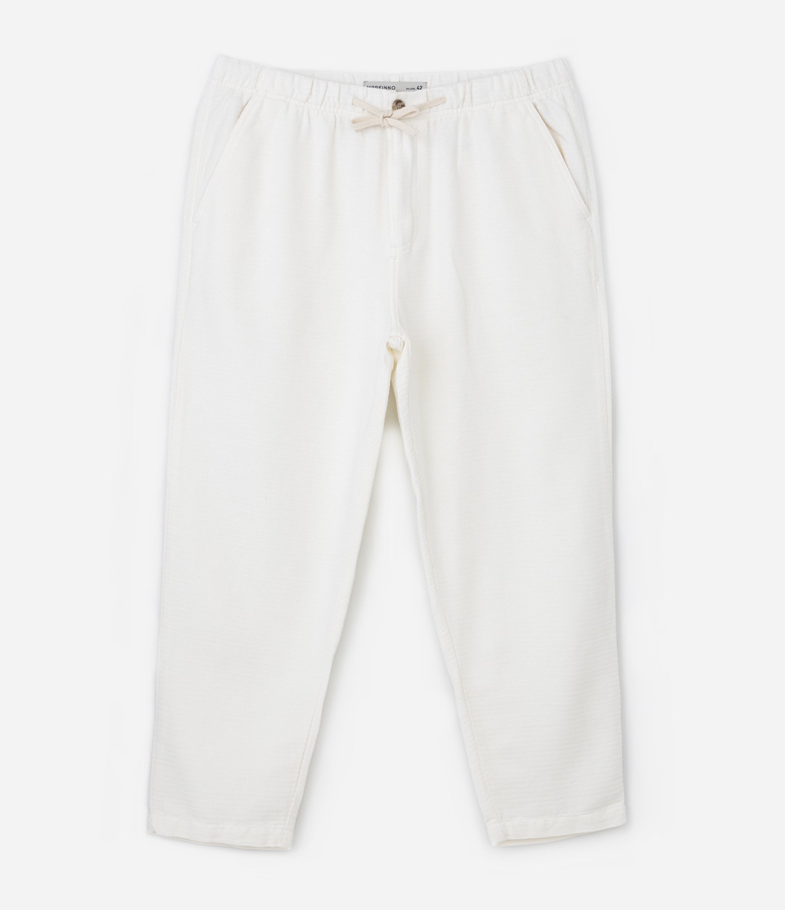 Calça Balloon em Algodão com Cós Elástico Off White 5