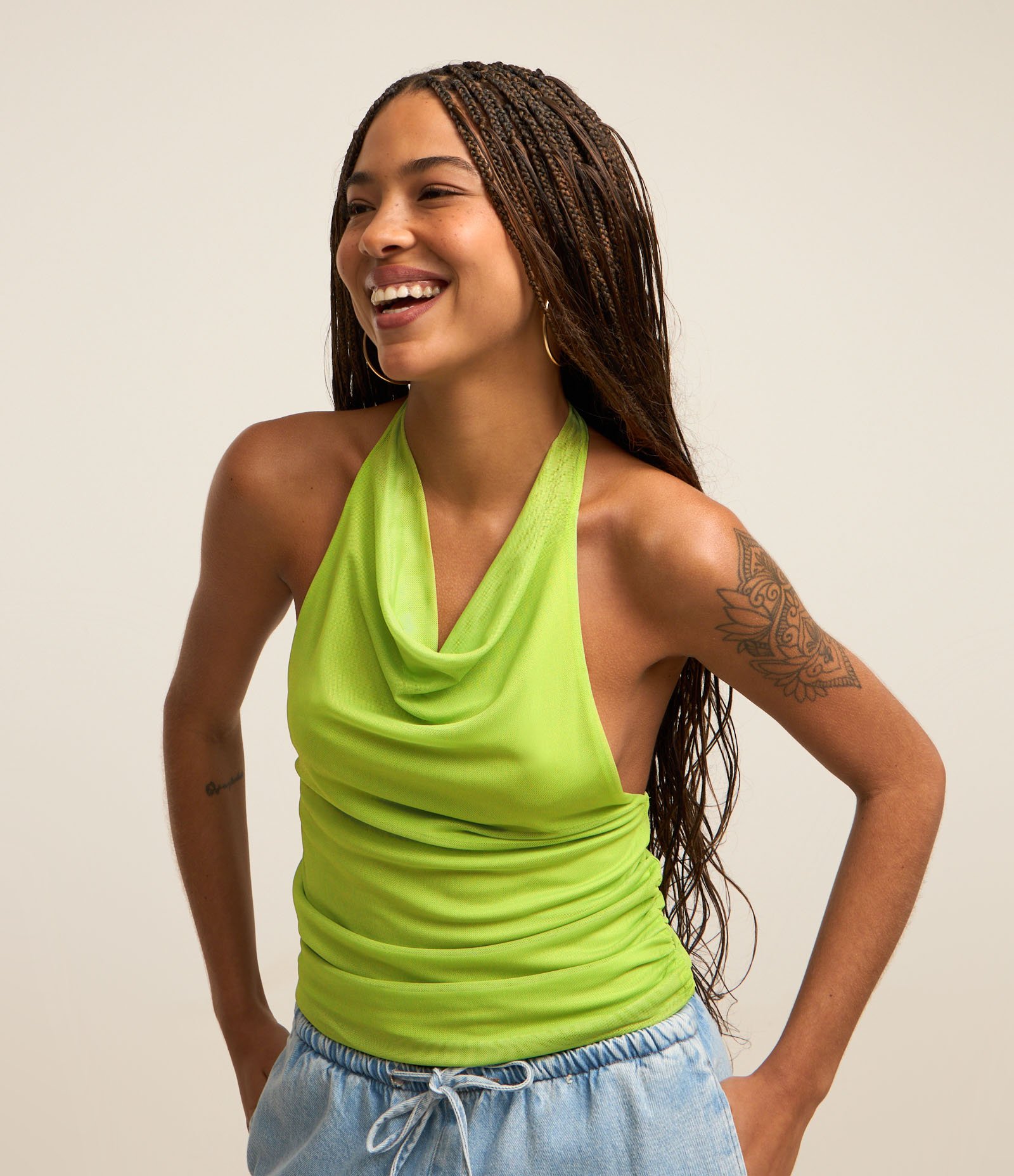 Blusa em Tule Frente Única com Amarração Verde 1