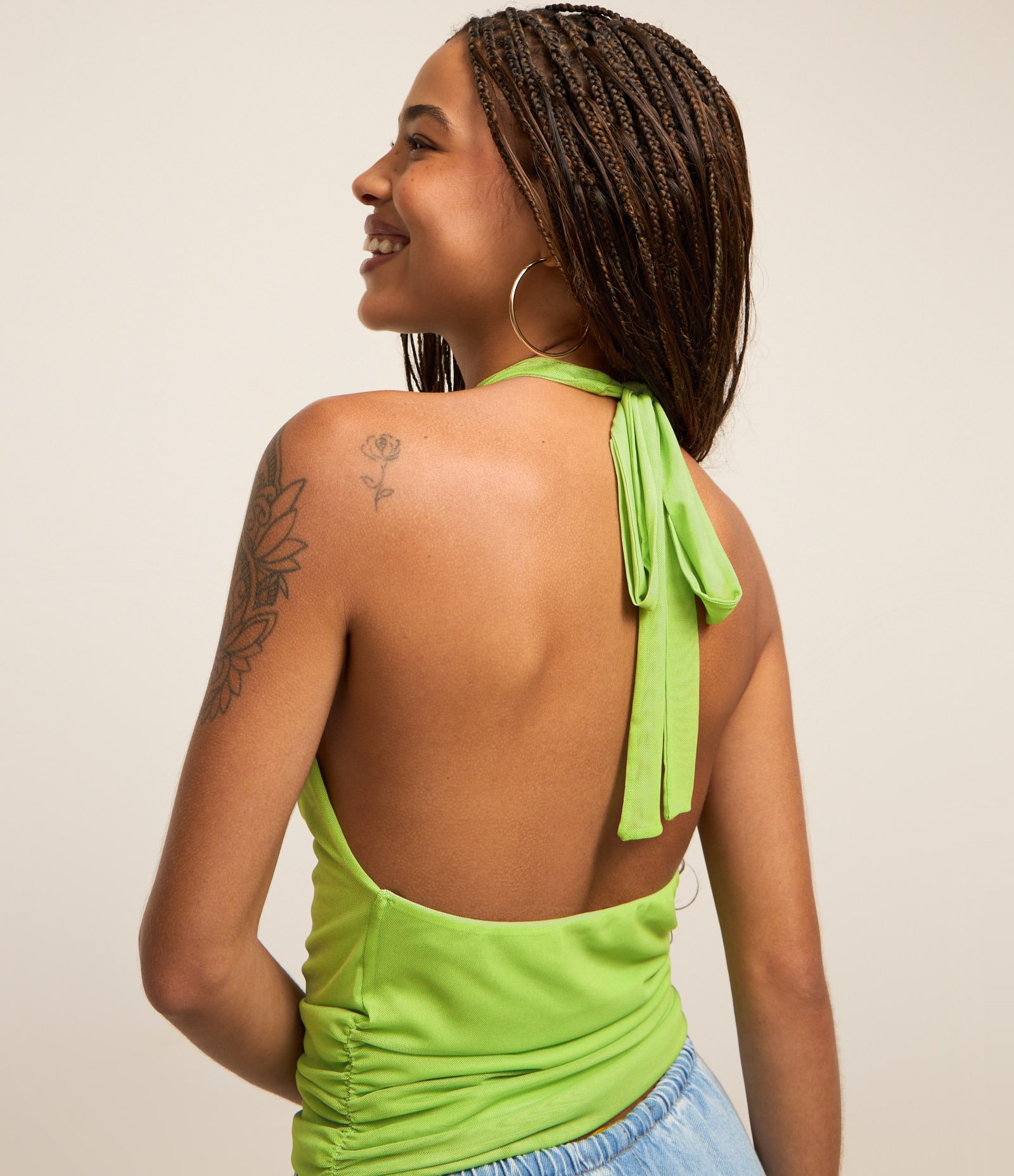 Blusa em Tule Frente Única com Amarração Verde 2