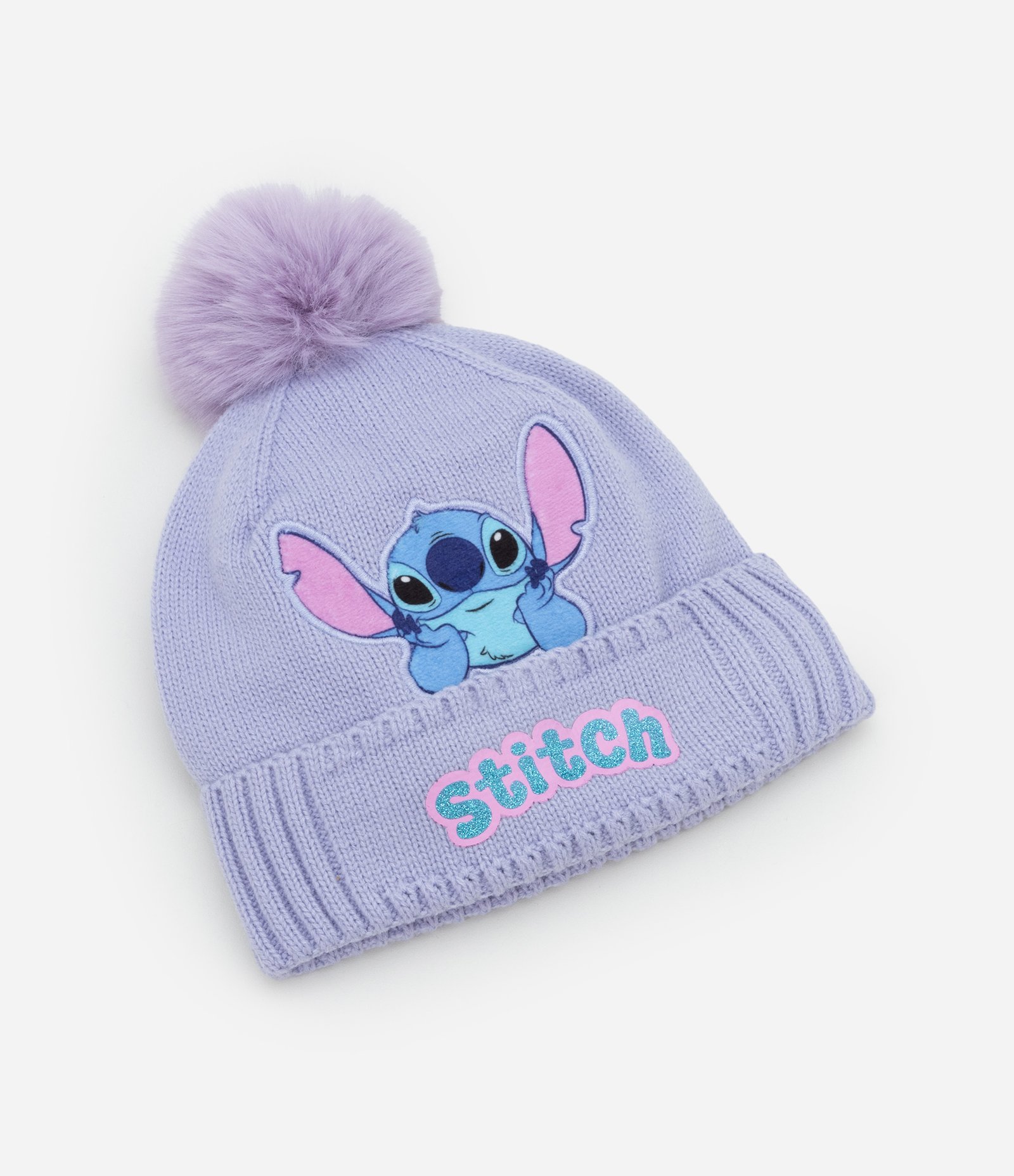 Touca Infantil com Pompom e Bordado Stitch - Tam Único Lilás 1