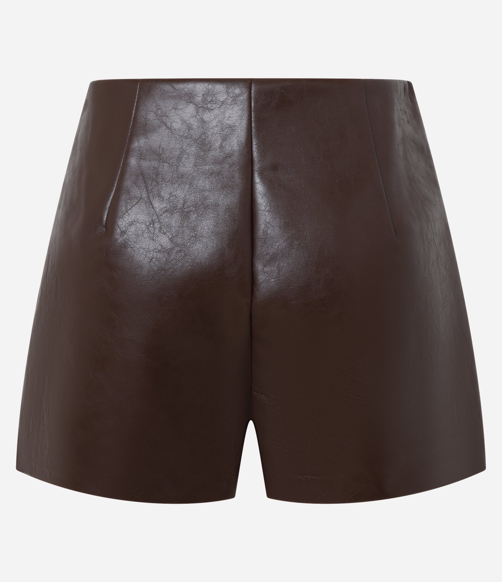 Short Saia em PU com Cinto Marrom 7