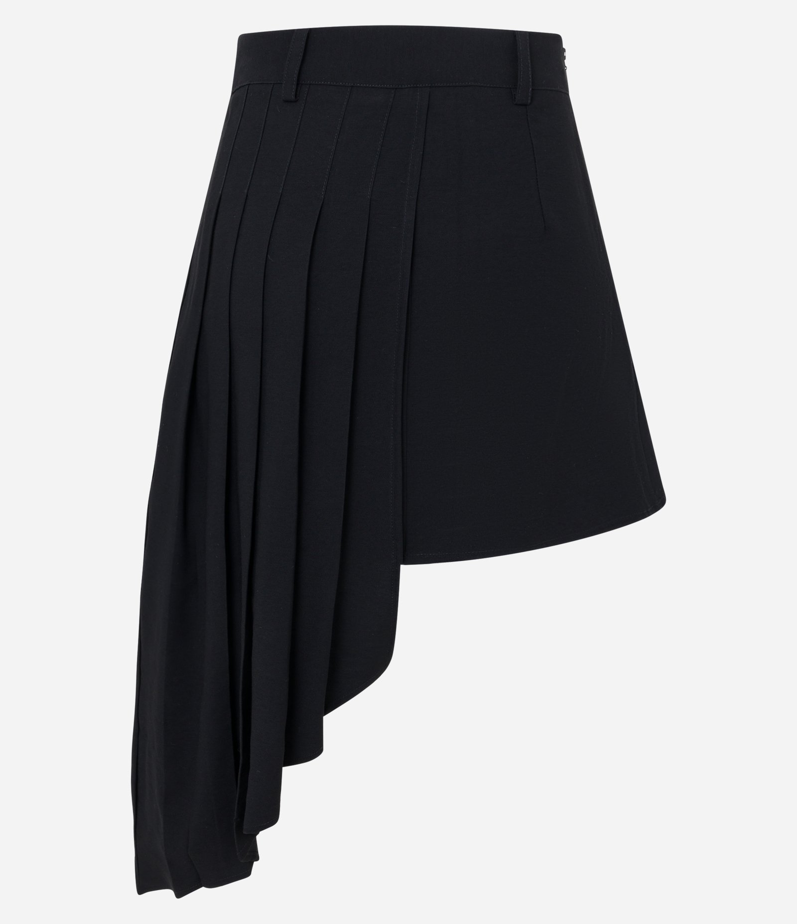 Saia Curta Alfaiatada em Viscose Plissada e Transpasse Preto 5