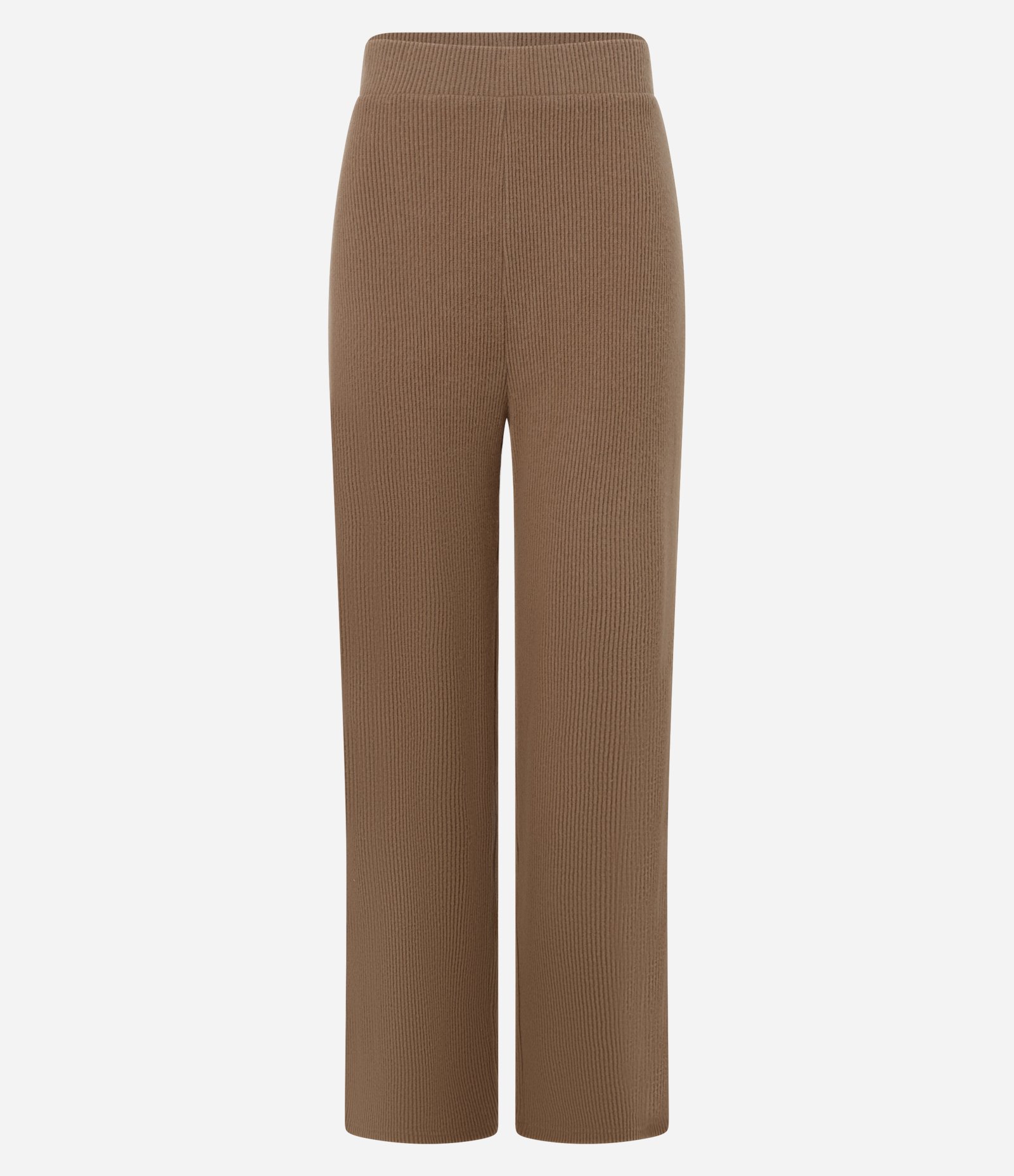 Calça Reta Texturizada com cós Fixo e Malha Quentinha Marrom 5