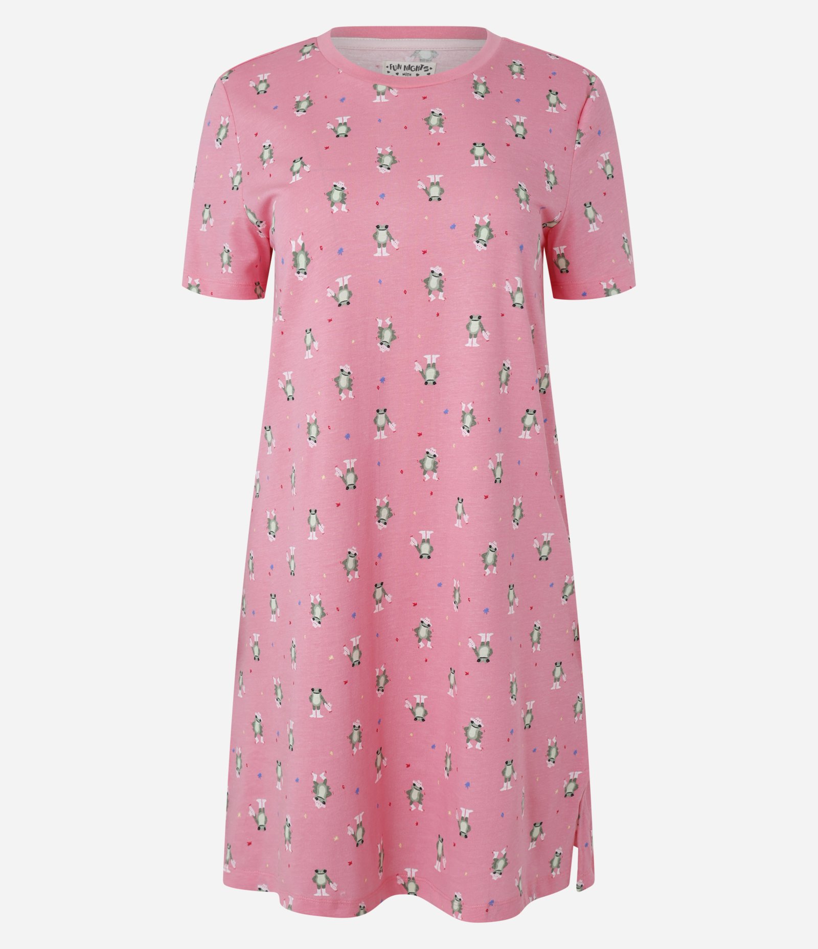 Camisola Manga Curta em Algodão Estampa Sapos Rosa 4