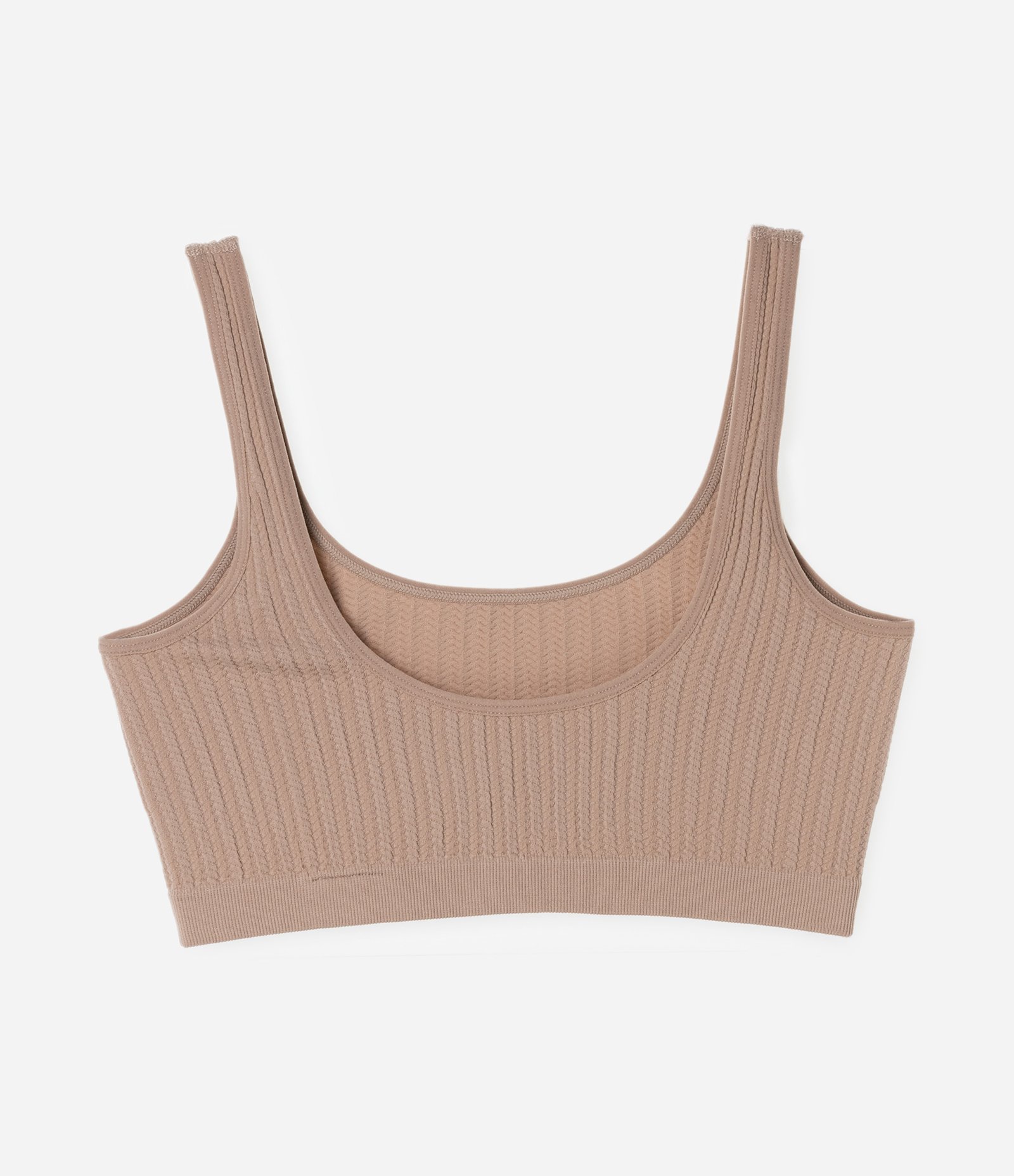 Sutiã Top Sem Bojo e Sem Aro em Poliamida com Textura Canelada Bege 6