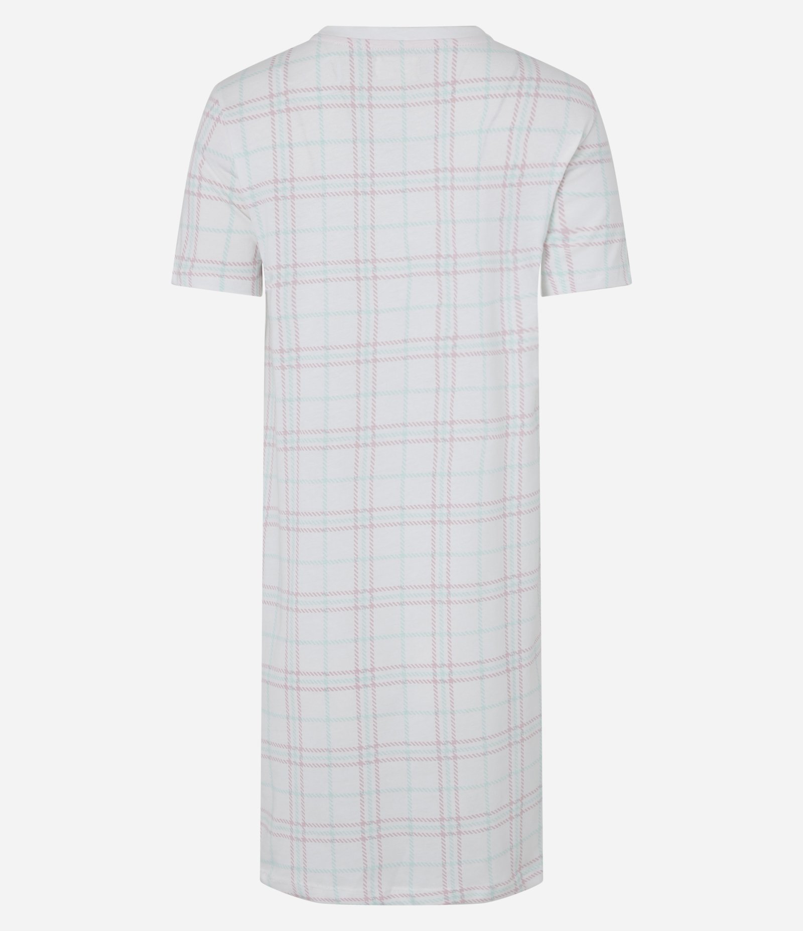 Camisola Manga Curta com Estampa Xadrez e Lettering Good Times Branco 4