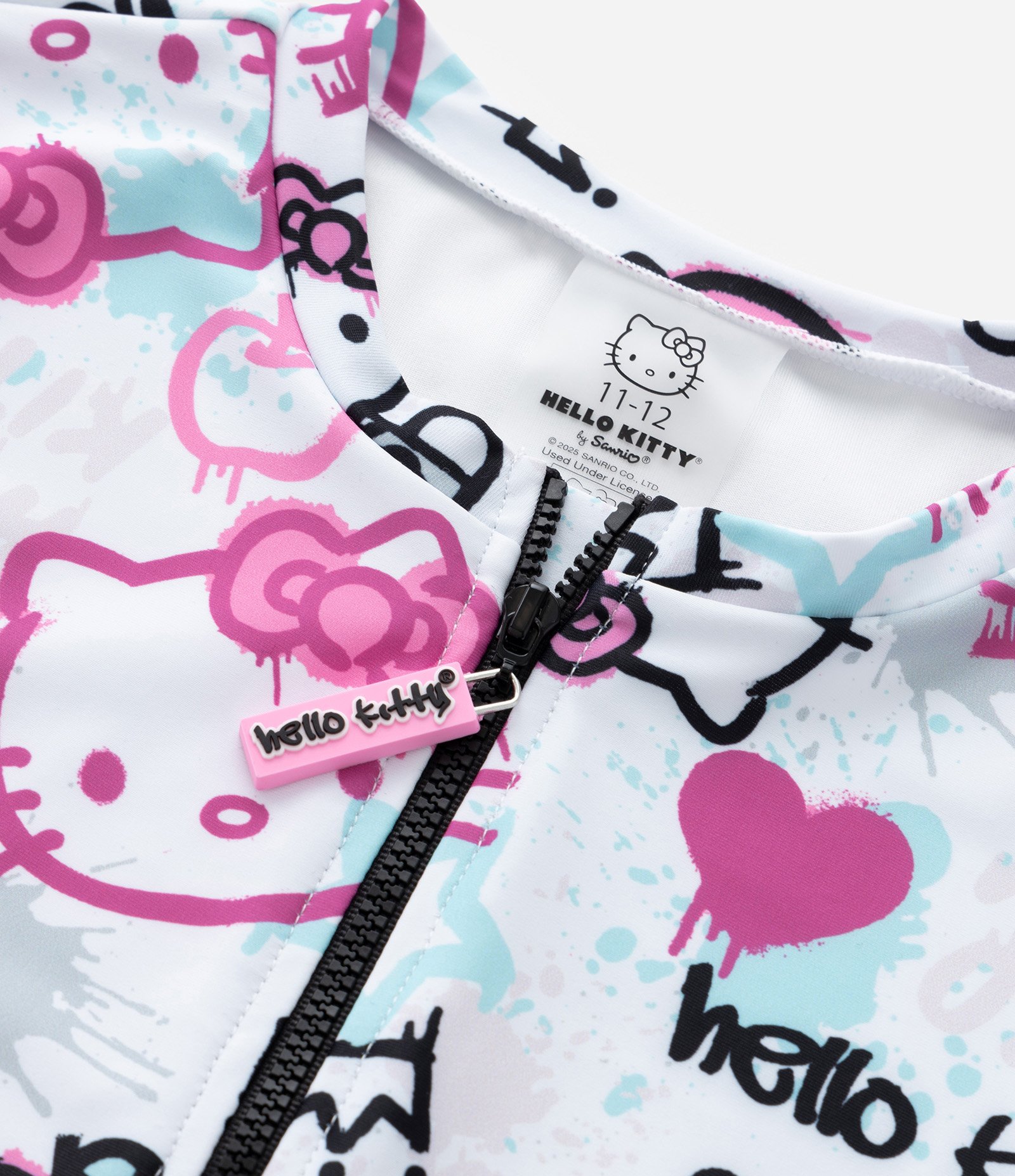 Maiô Infantil com Proteção UV e Estampa Hello Kitty - Tam 5 a 14 Anos Branco/Rosa 5