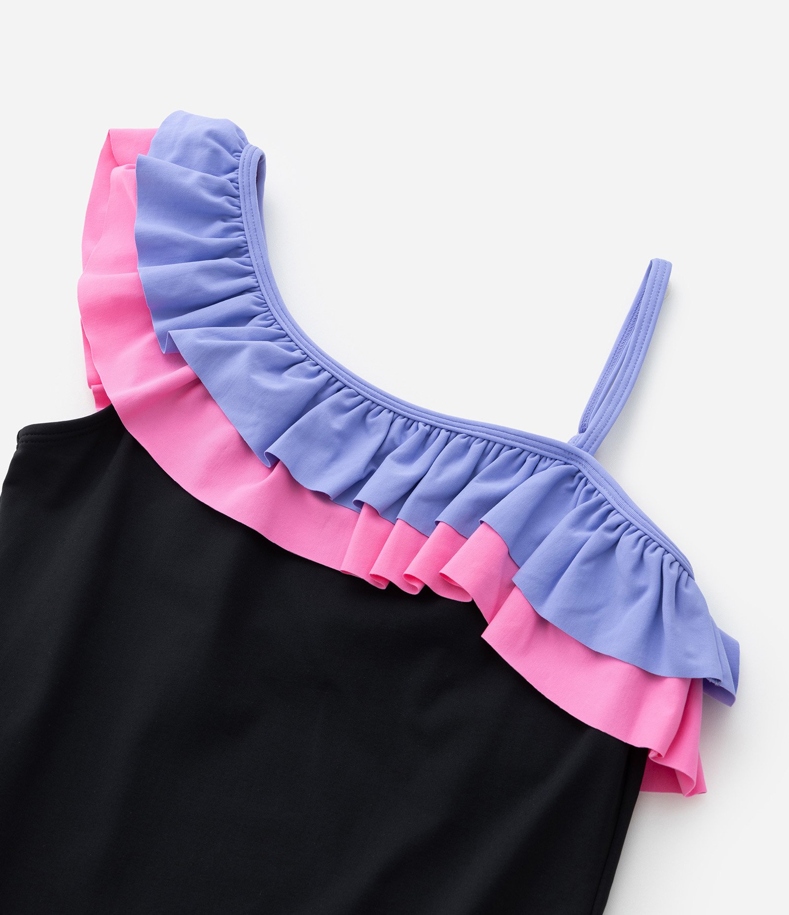 Maiô Infantil com Proteção UV e Babadinhos - Tam 5 a 14 Anos Preto/Roxo/Rosa 4