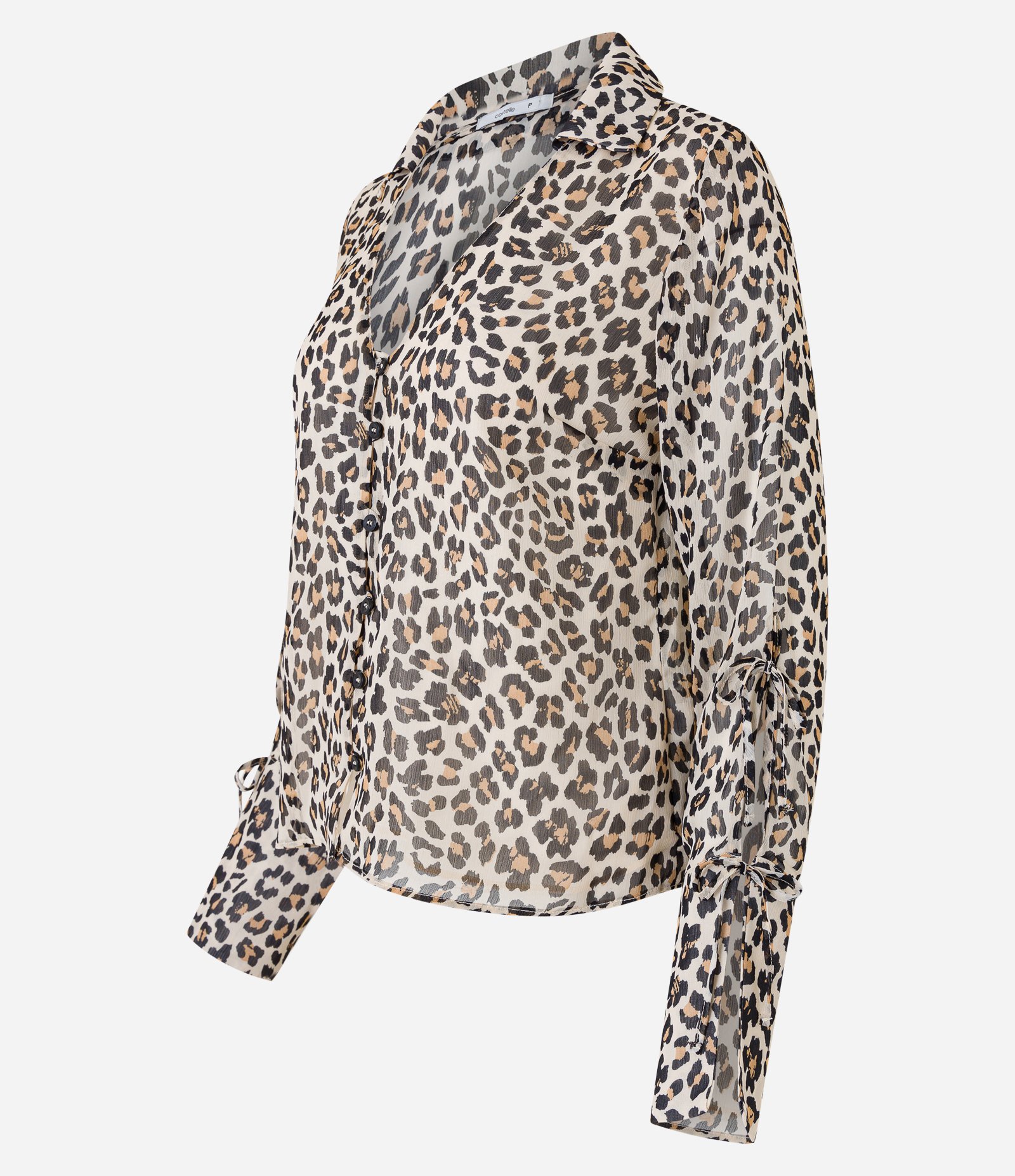 Camisa em Chiffon com Amarração na Manga e Estampa Oncinha Marrom 6