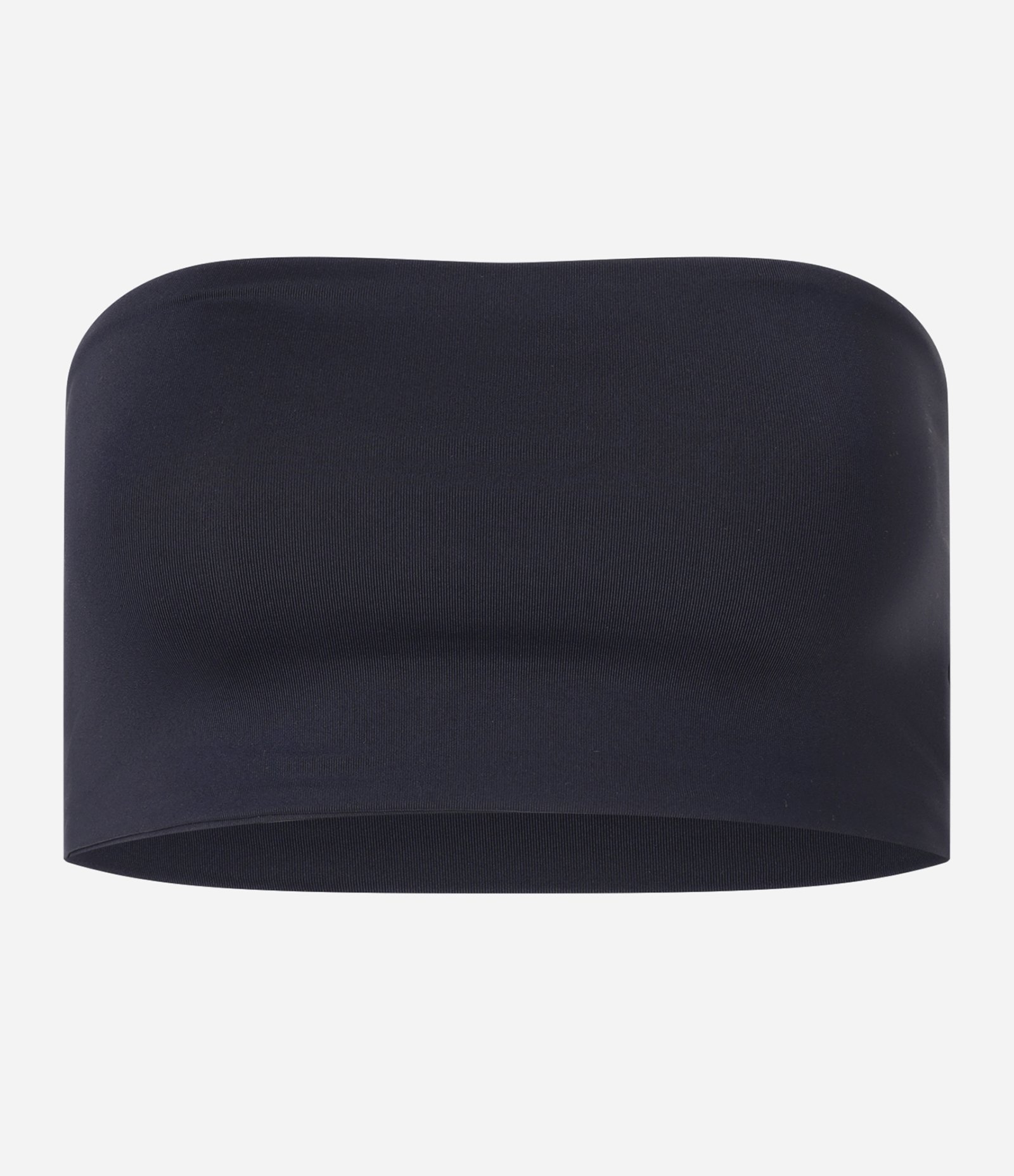 Top Faixa Sem Bojo Em Microfibra E Textura Canelada Preto 5