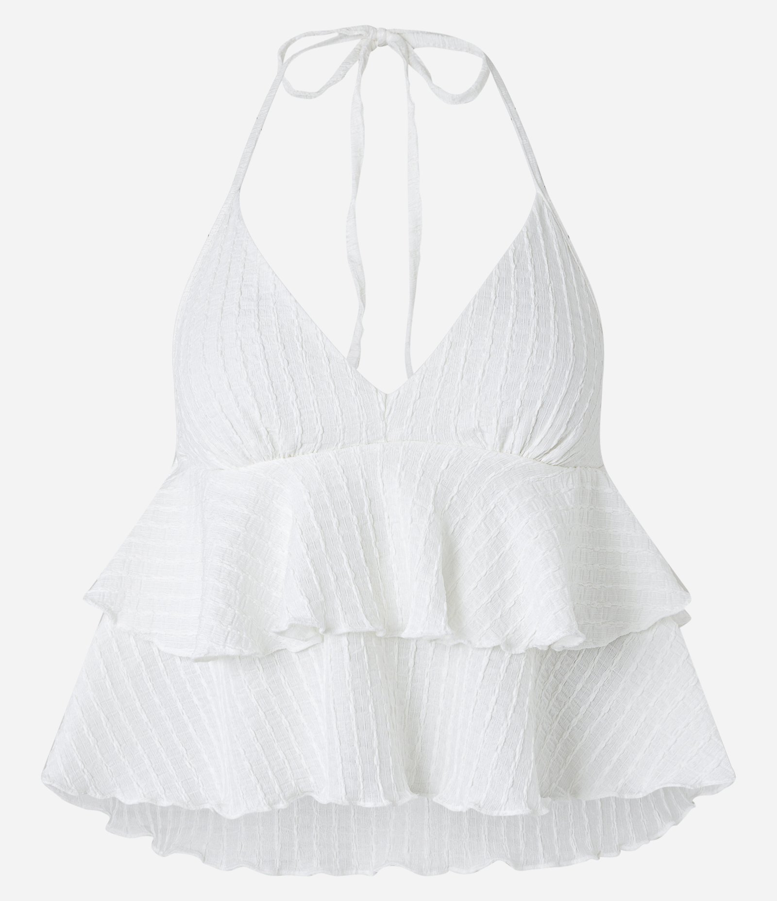Blusa Frente Única em Tecido Texturizado com Babados Braco Neve 6