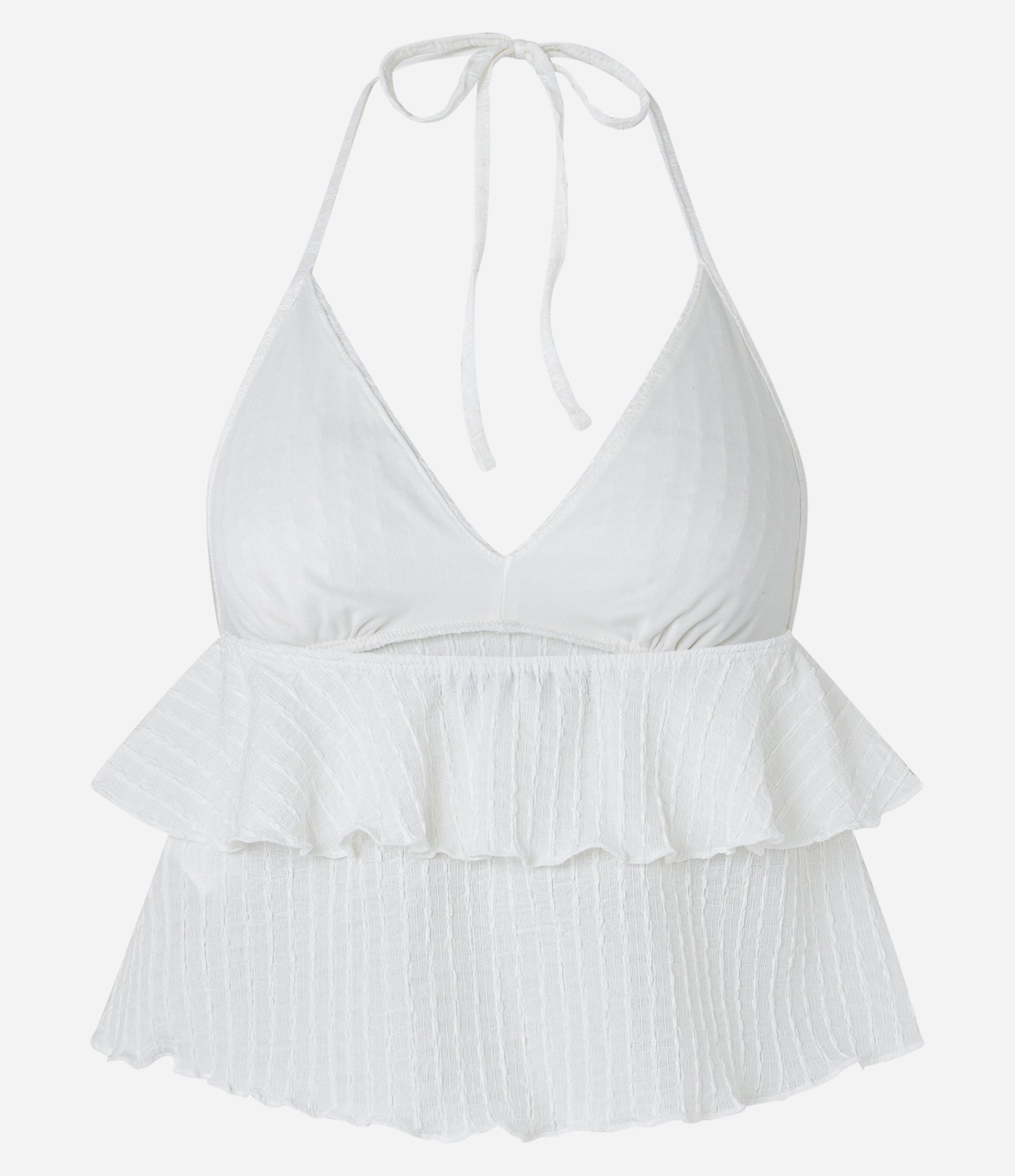 Blusa Frente Única em Tecido Texturizado com Babados Braco Neve 8