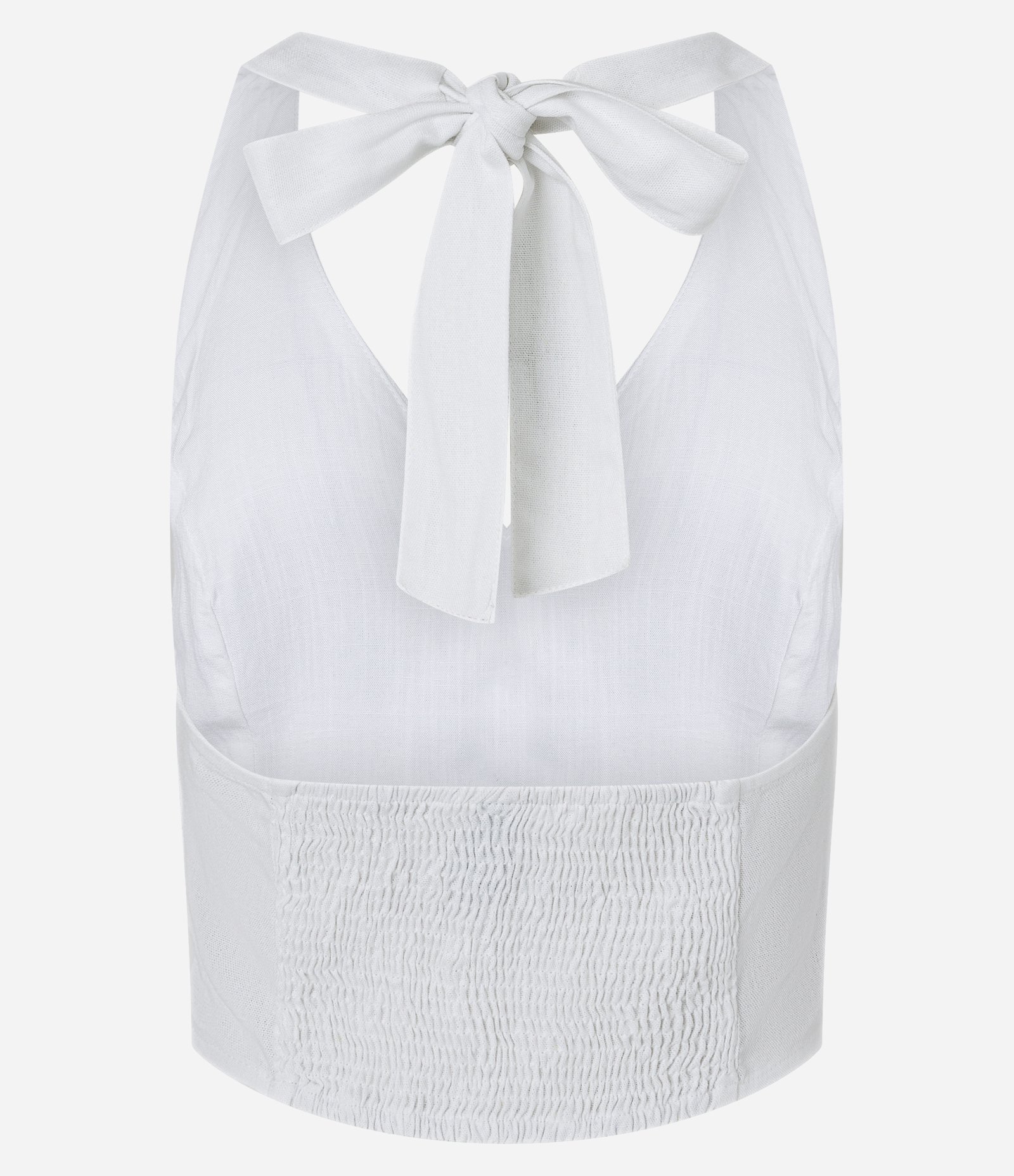 Blusa Colete em Viscolinho com Frente Única e Botões Branco 7