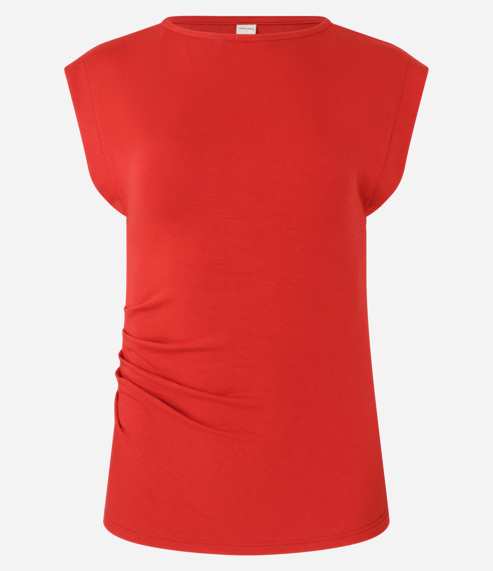 Blusa Sem Manga em Algodão com Decote Canoa e Franzidos Vermelho 1