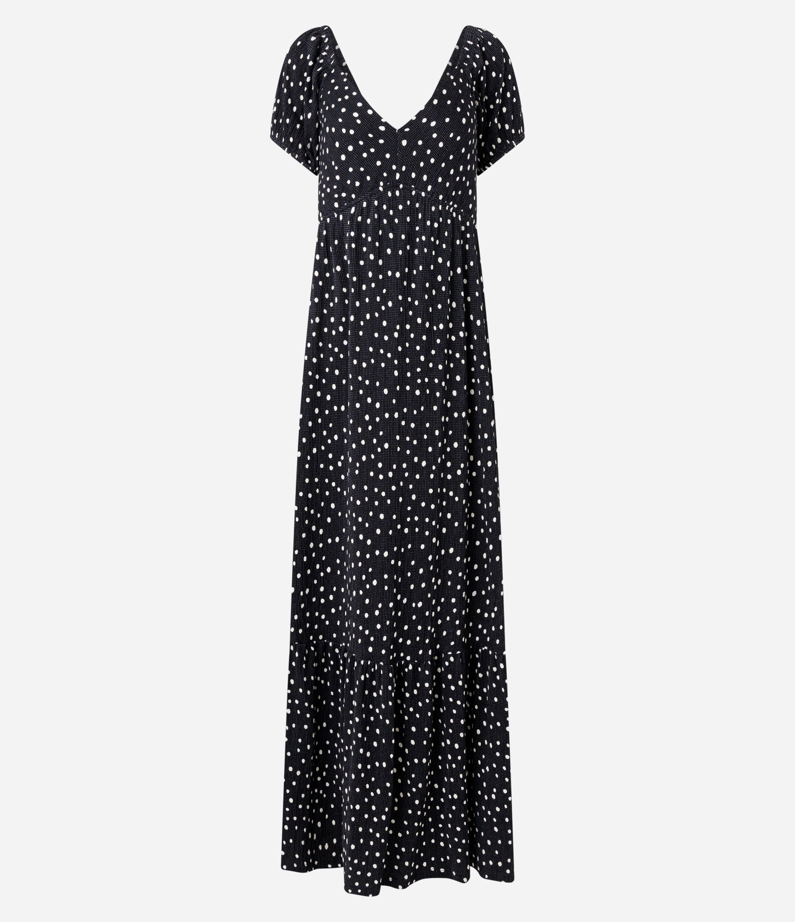 Vestido New Midi Texturizado com Estampa Poá Preto 5