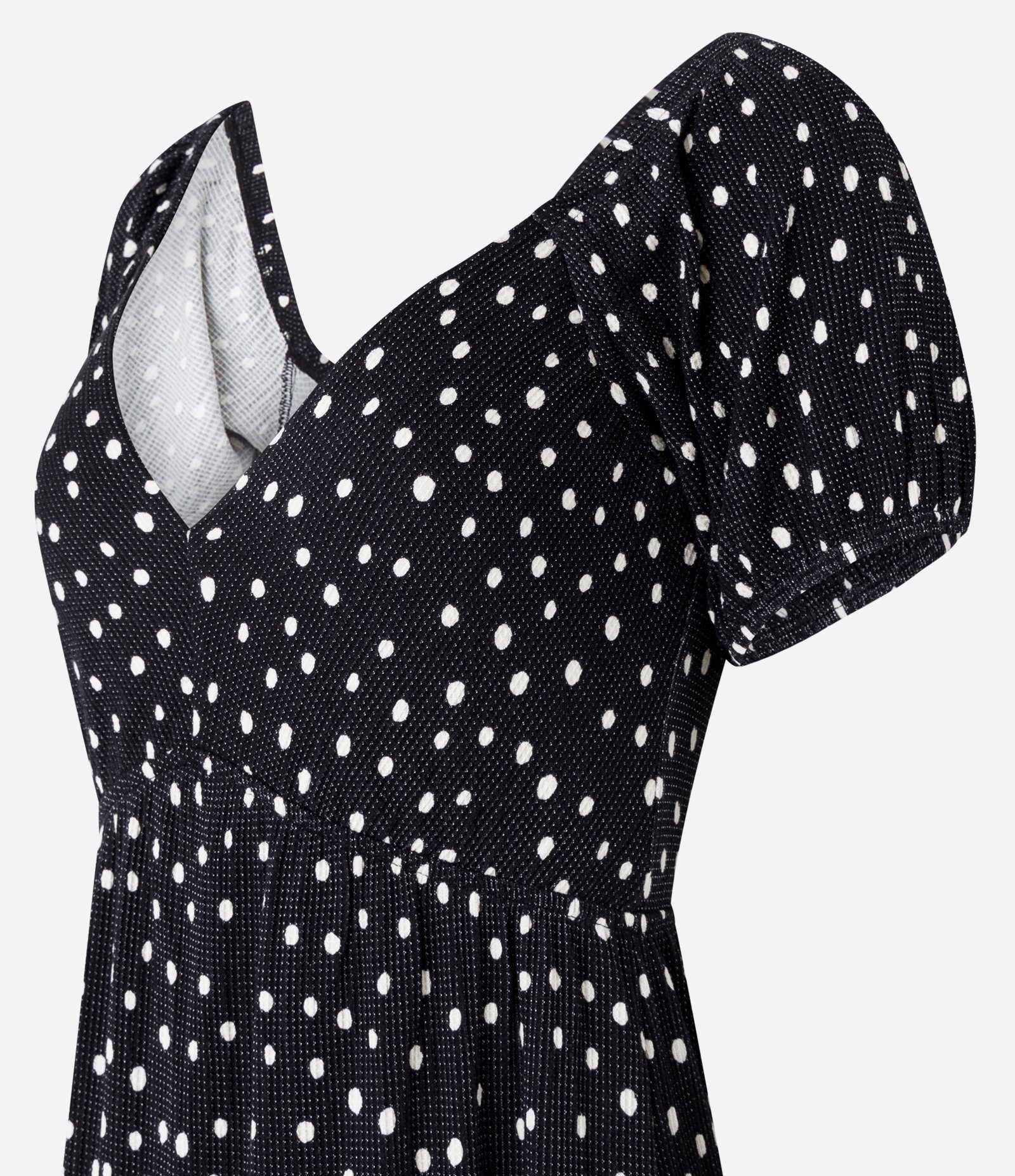 Vestido New Midi Texturizado com Estampa Poá Preto 6