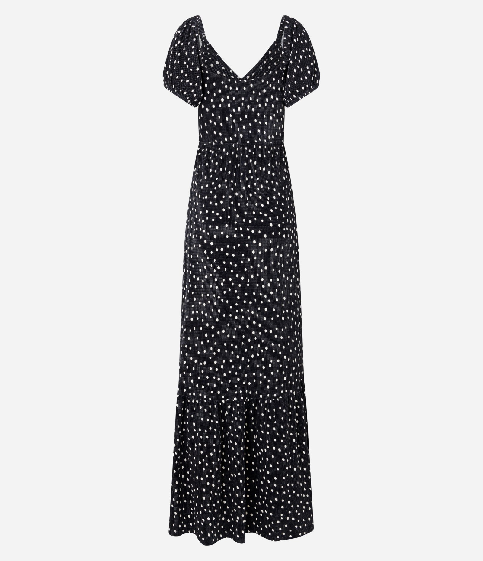 Vestido New Midi Texturizado com Estampa Poá Preto 7